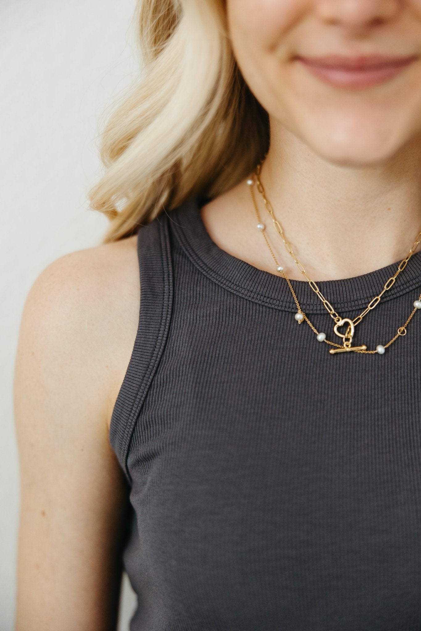 Everly Ribbed Knit Tank Top in Charcoal - Neutral Ground