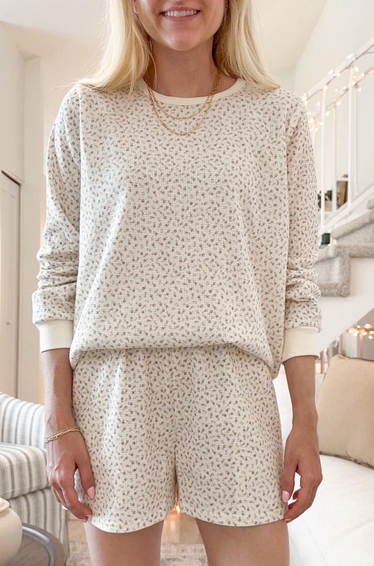 Everything's Rosy Ditsy Floral Top - Neutral Ground