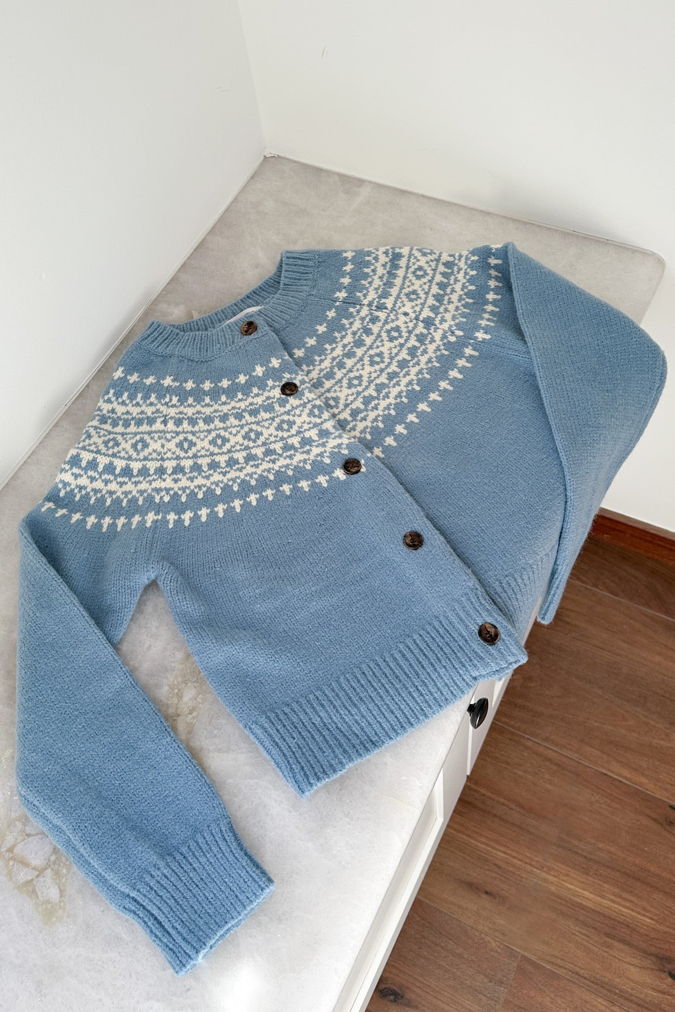 Evie Cardigan in Dusty Blue - Neutral Ground