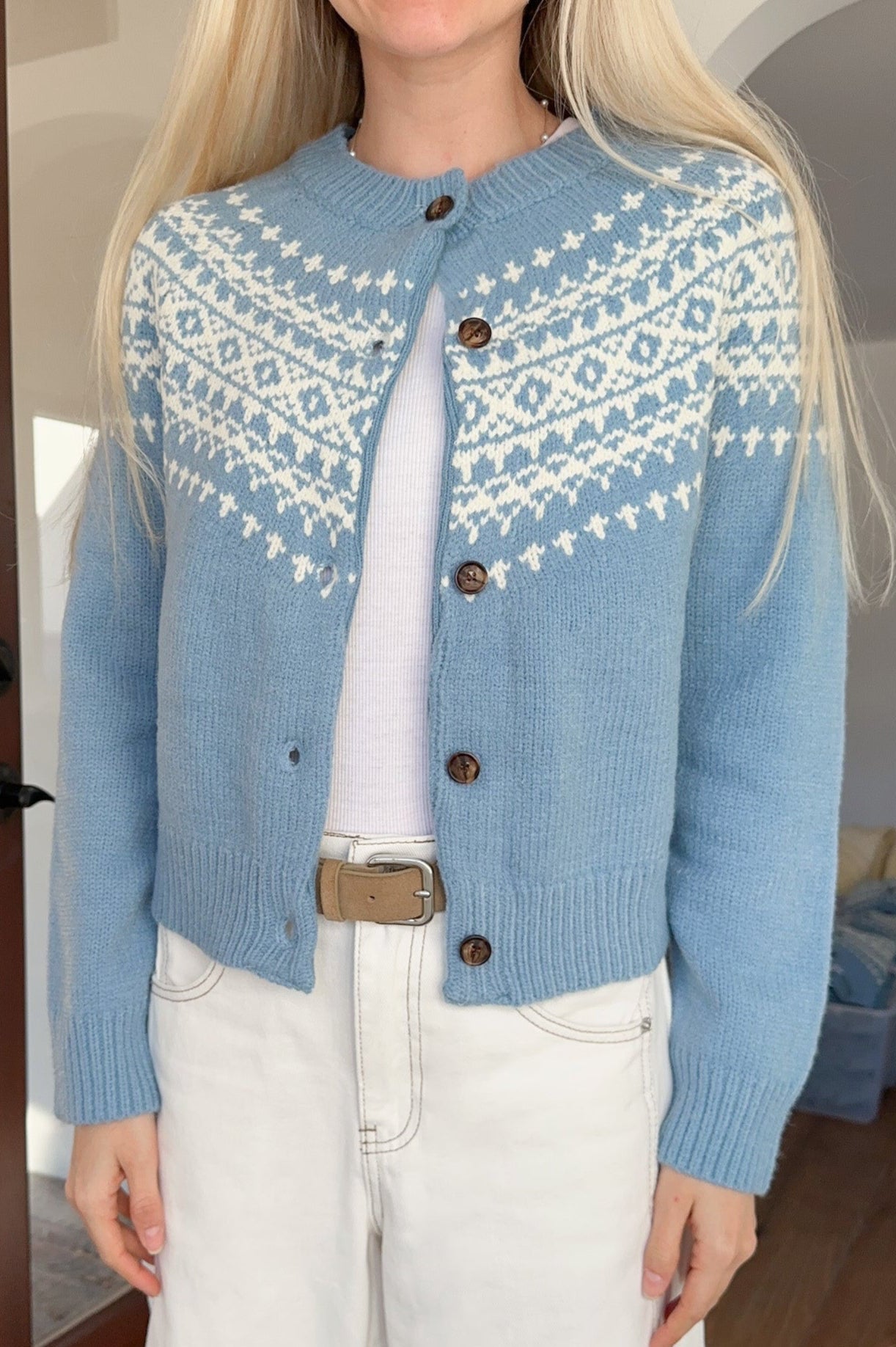 Evie Cardigan in Dusty Blue - Neutral Ground