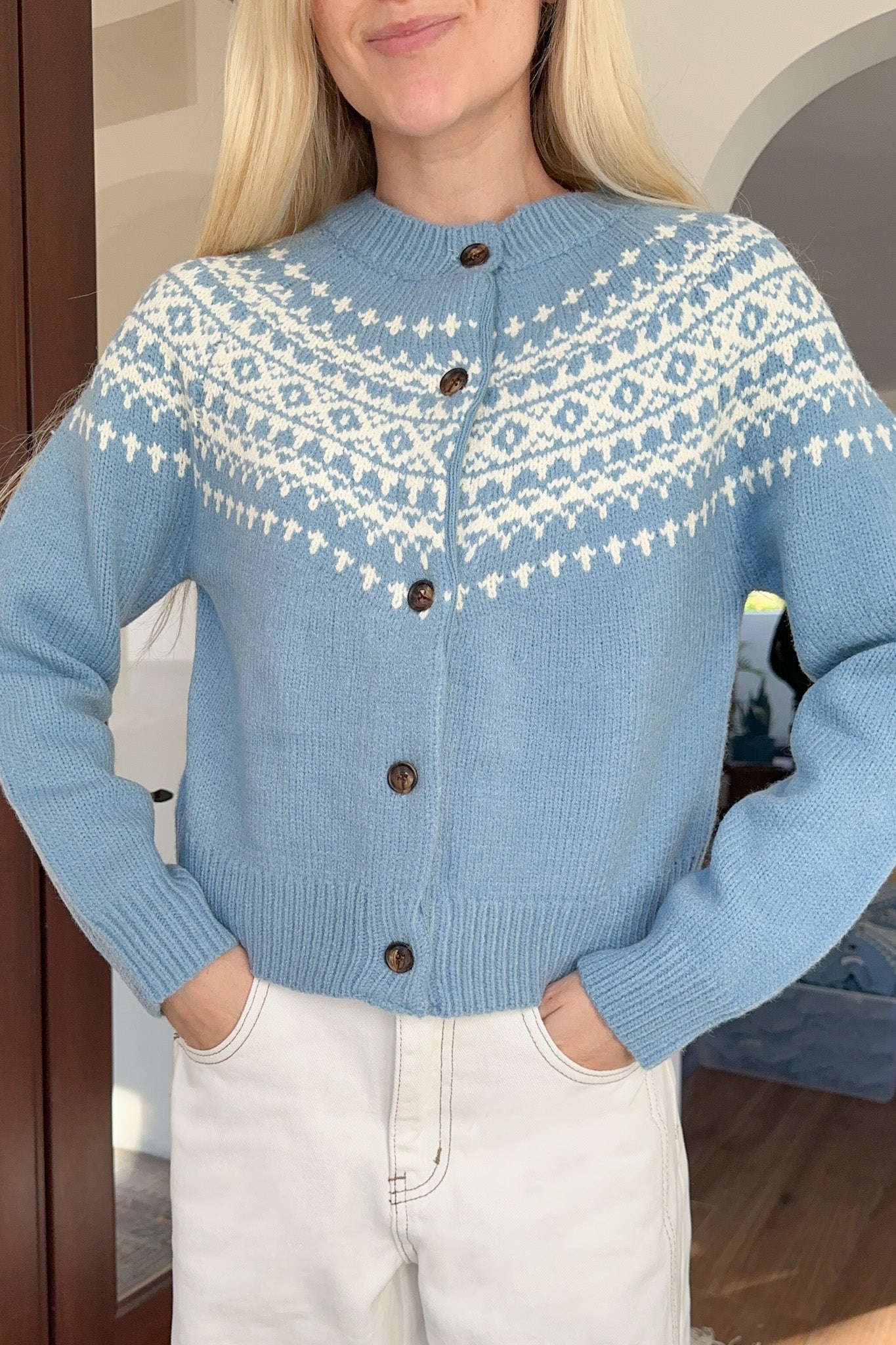 Evie Cardigan in Dusty Blue - Neutral Ground