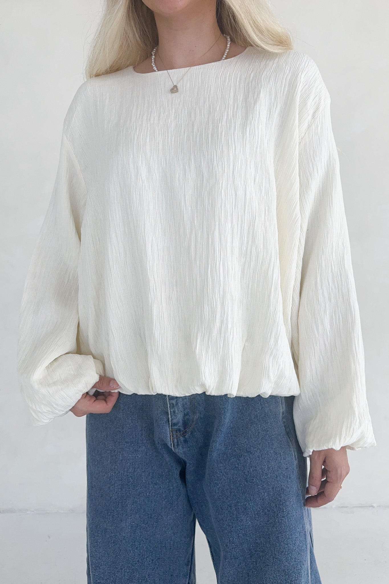 Fairmont Bubble Hem Blouse - Neutral Ground