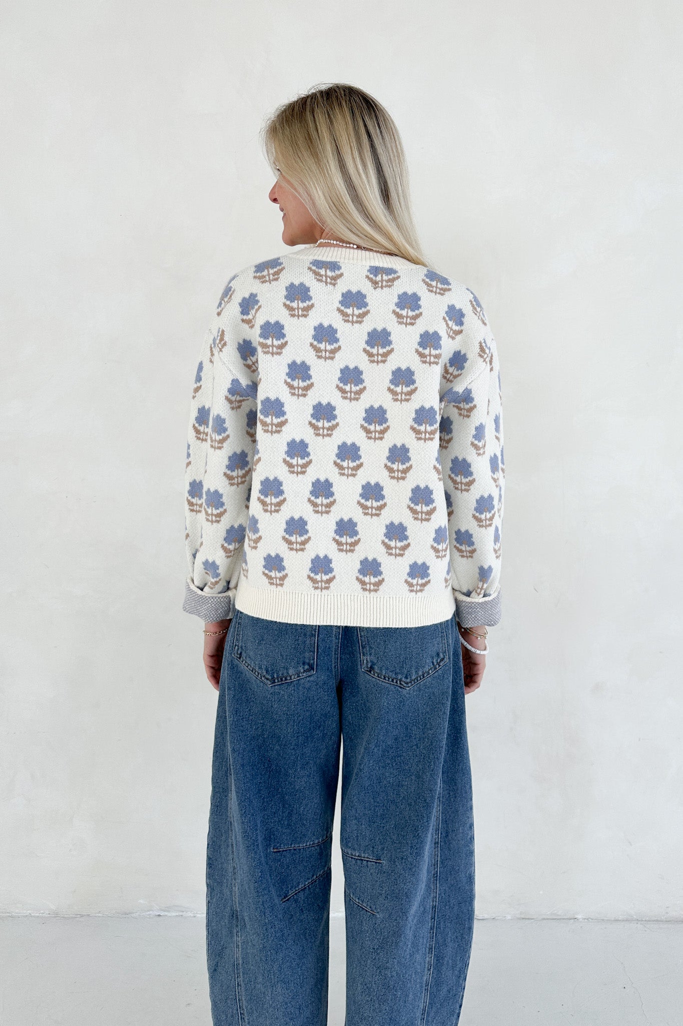 Fallon Periwinkle Floral Cardigan - Neutral Ground