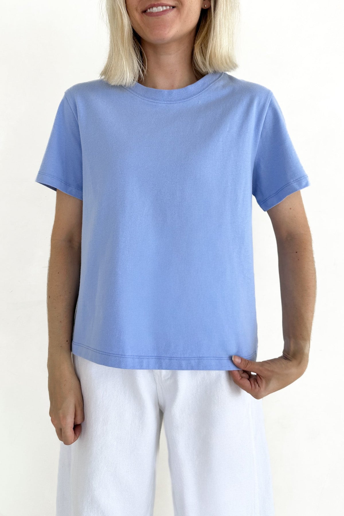 Foundation Short Sleeve Cotton Tee in Periwinkle - Neutral Ground