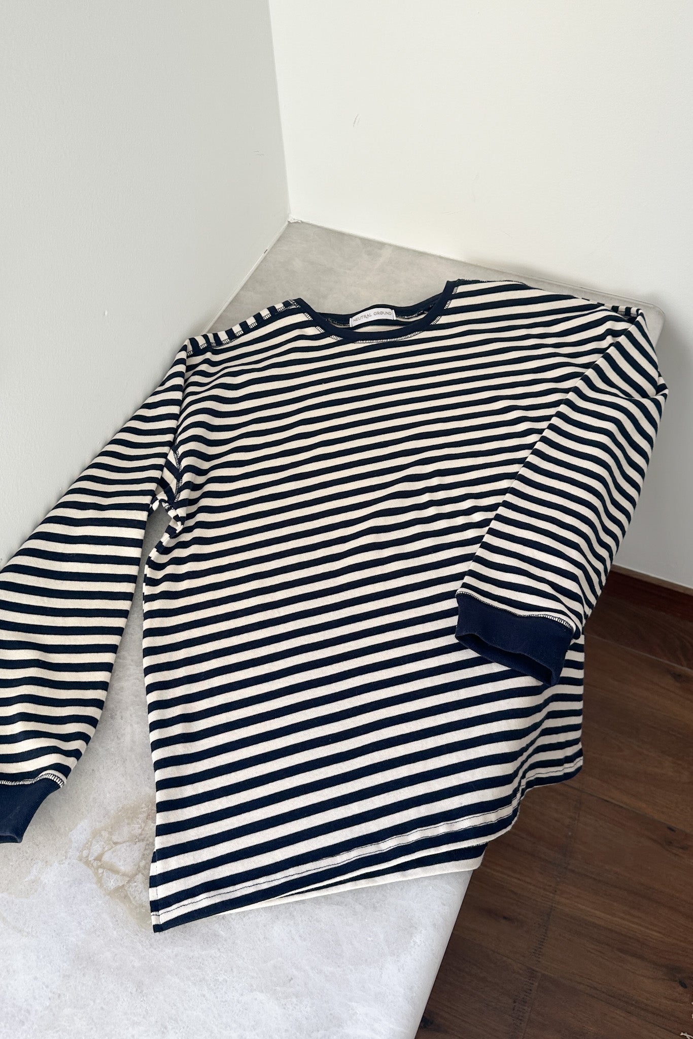Frankie Cotton Striped Pullover Top in Navy - Neutral Ground