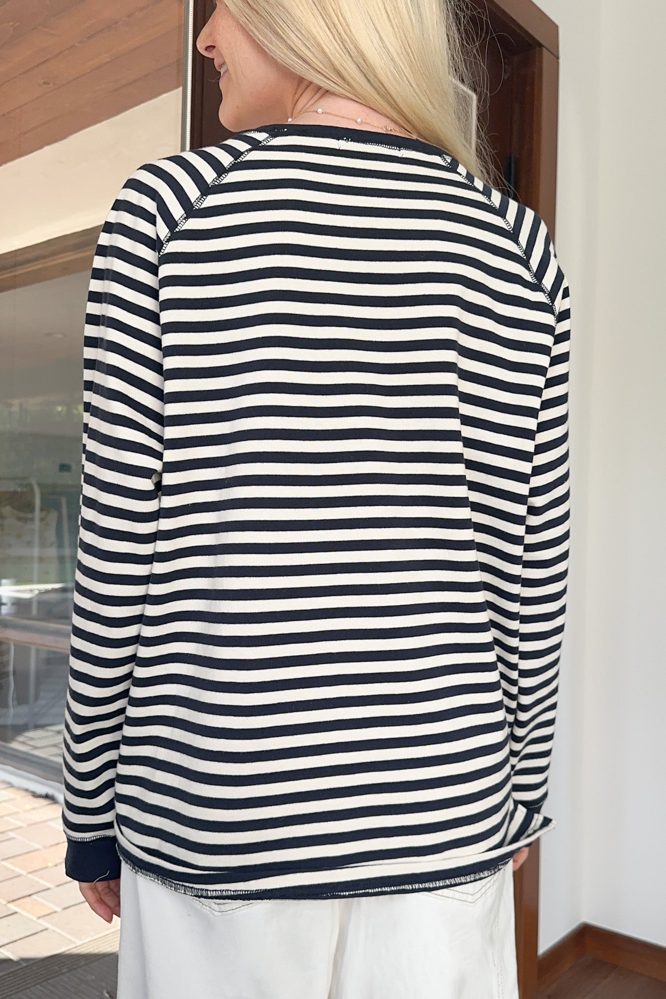 Frankie Cotton Striped Pullover Top in Navy - Neutral Ground