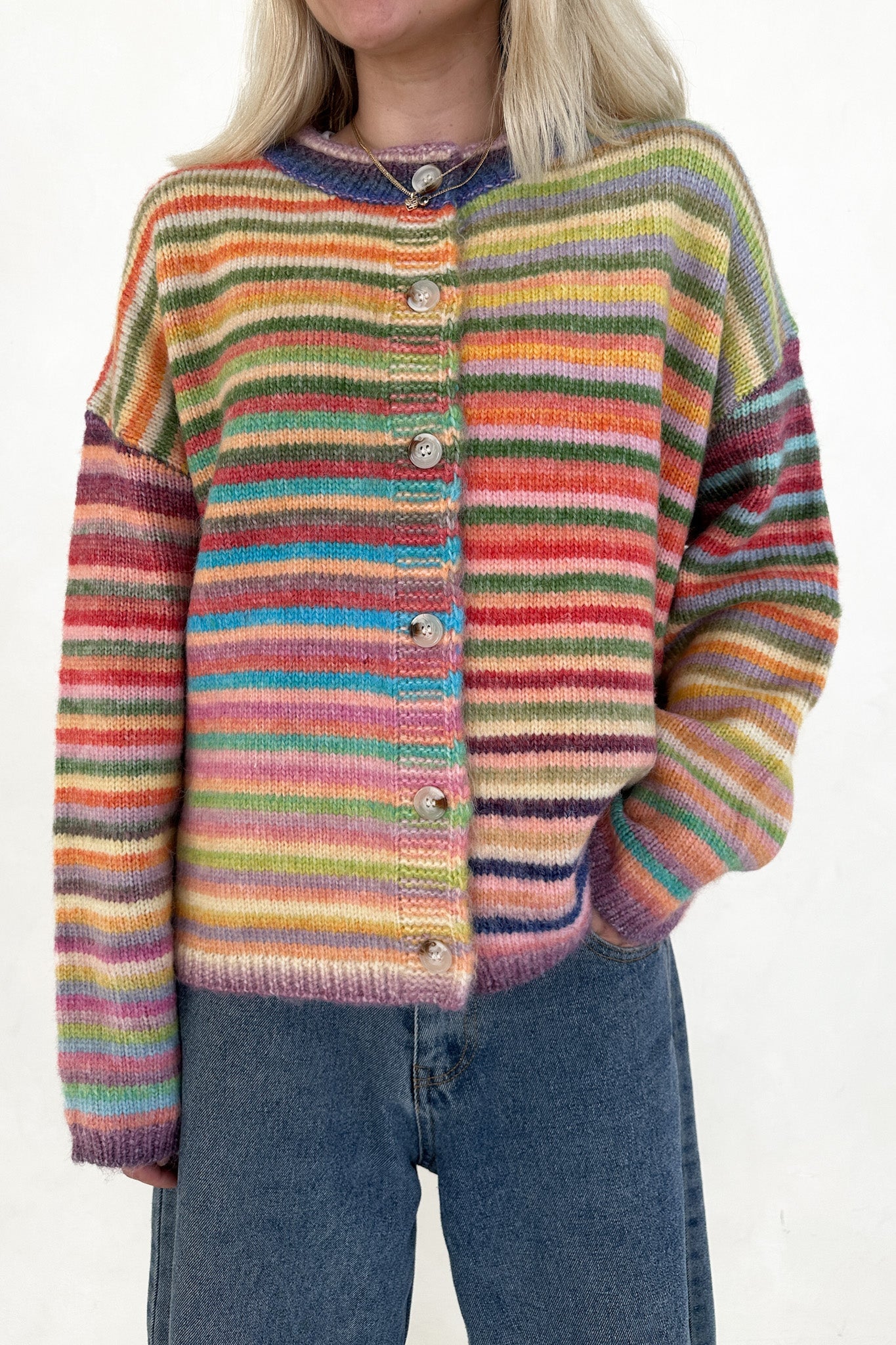 Free Falling Rainbow Knit Cardigan in Sunset - Neutral Ground
