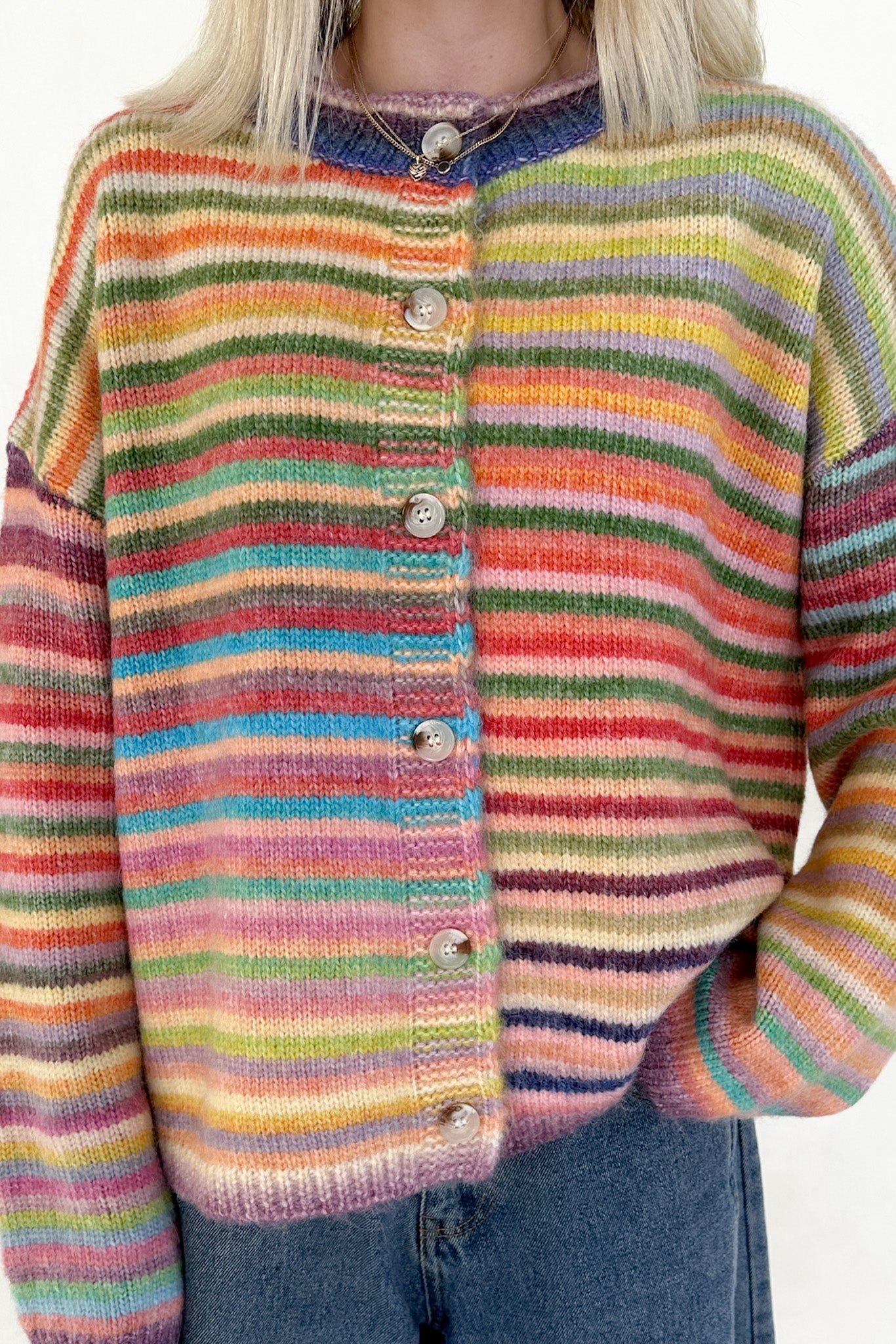 Free Falling Rainbow Knit Cardigan in Sunset - Neutral Ground