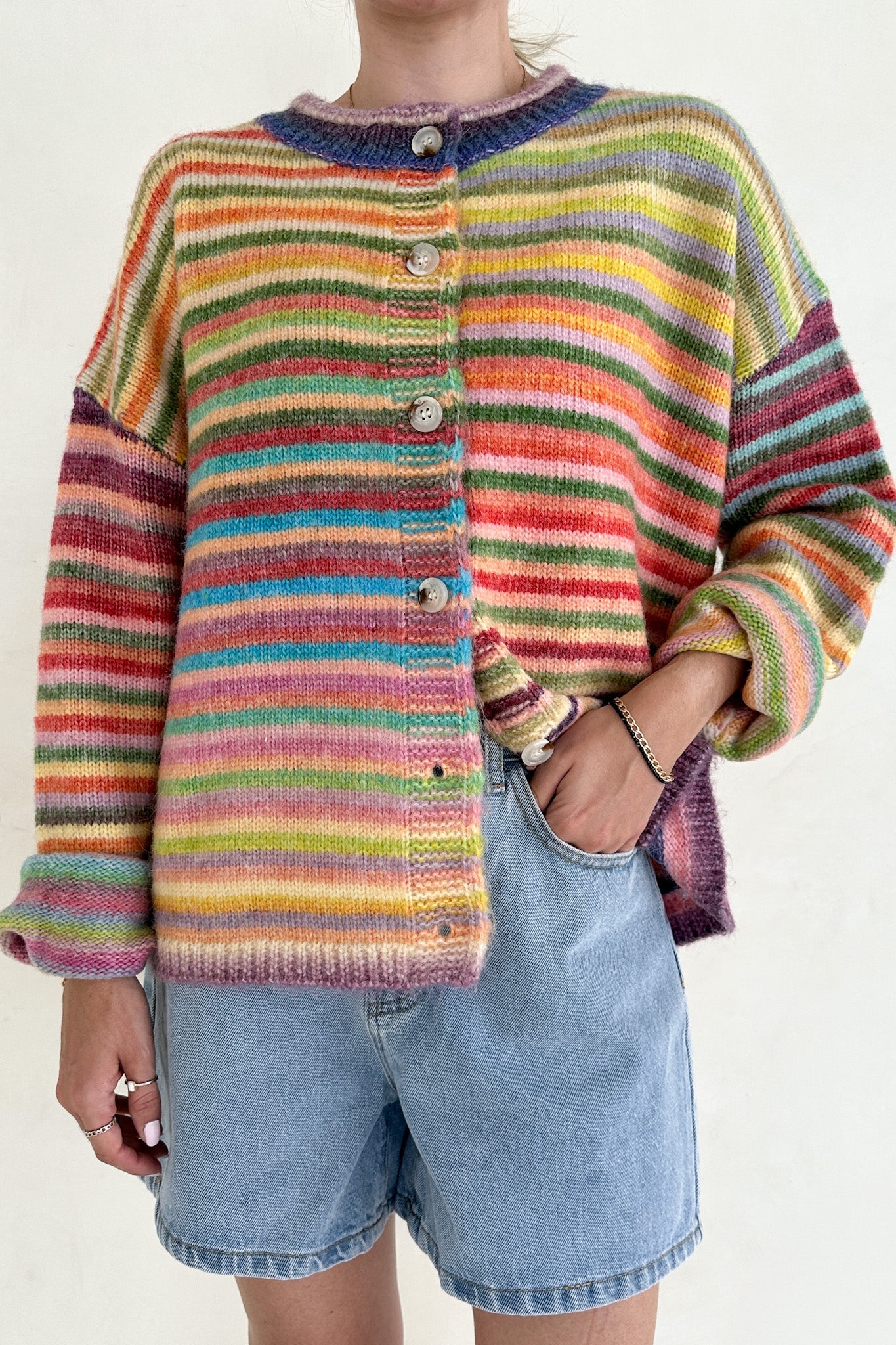 Free Falling Rainbow Knit Cardigan in Sunset - Neutral Ground
