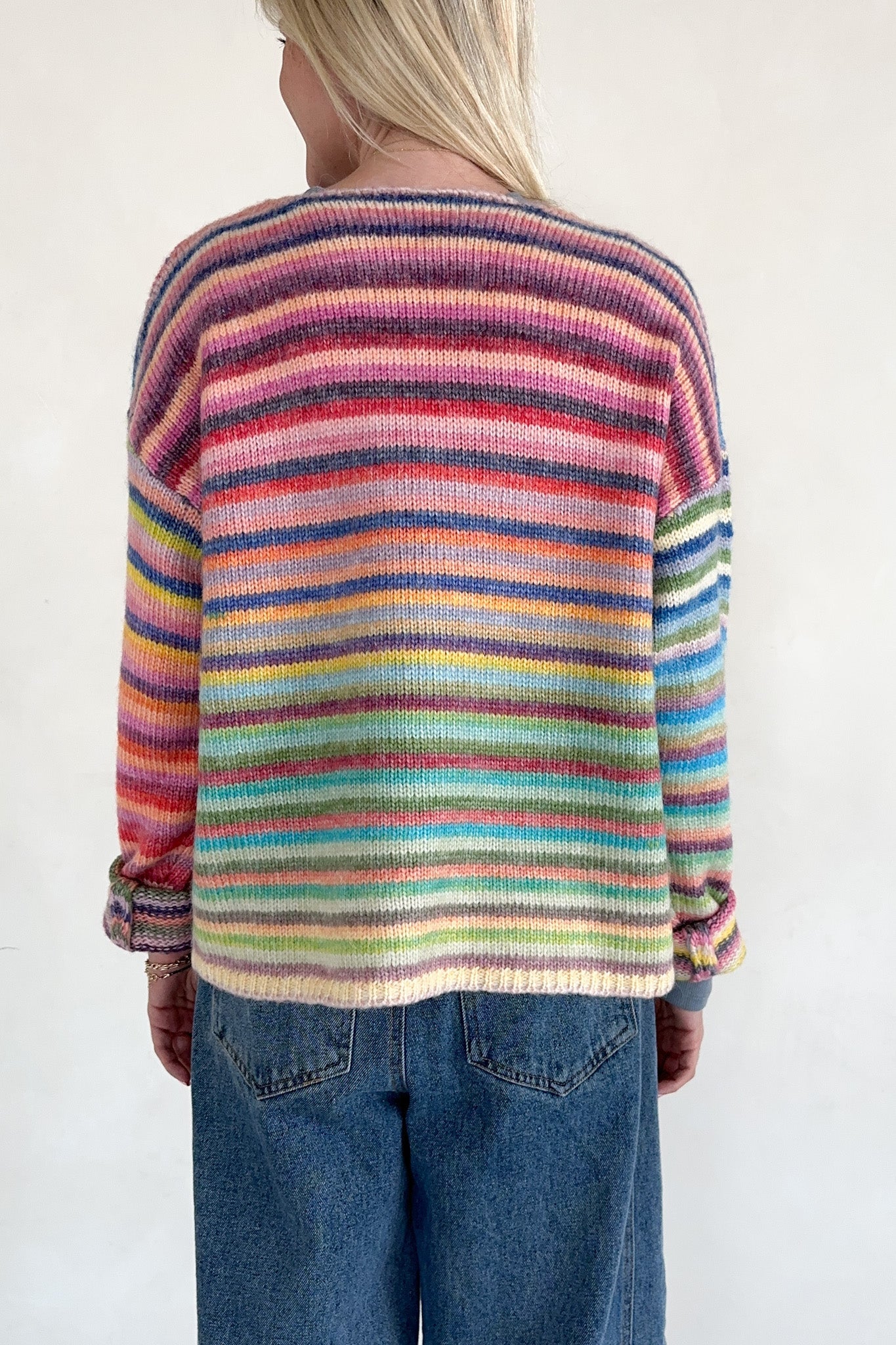 Free Falling Rainbow Knit Sweater in Sunset - Neutral Ground