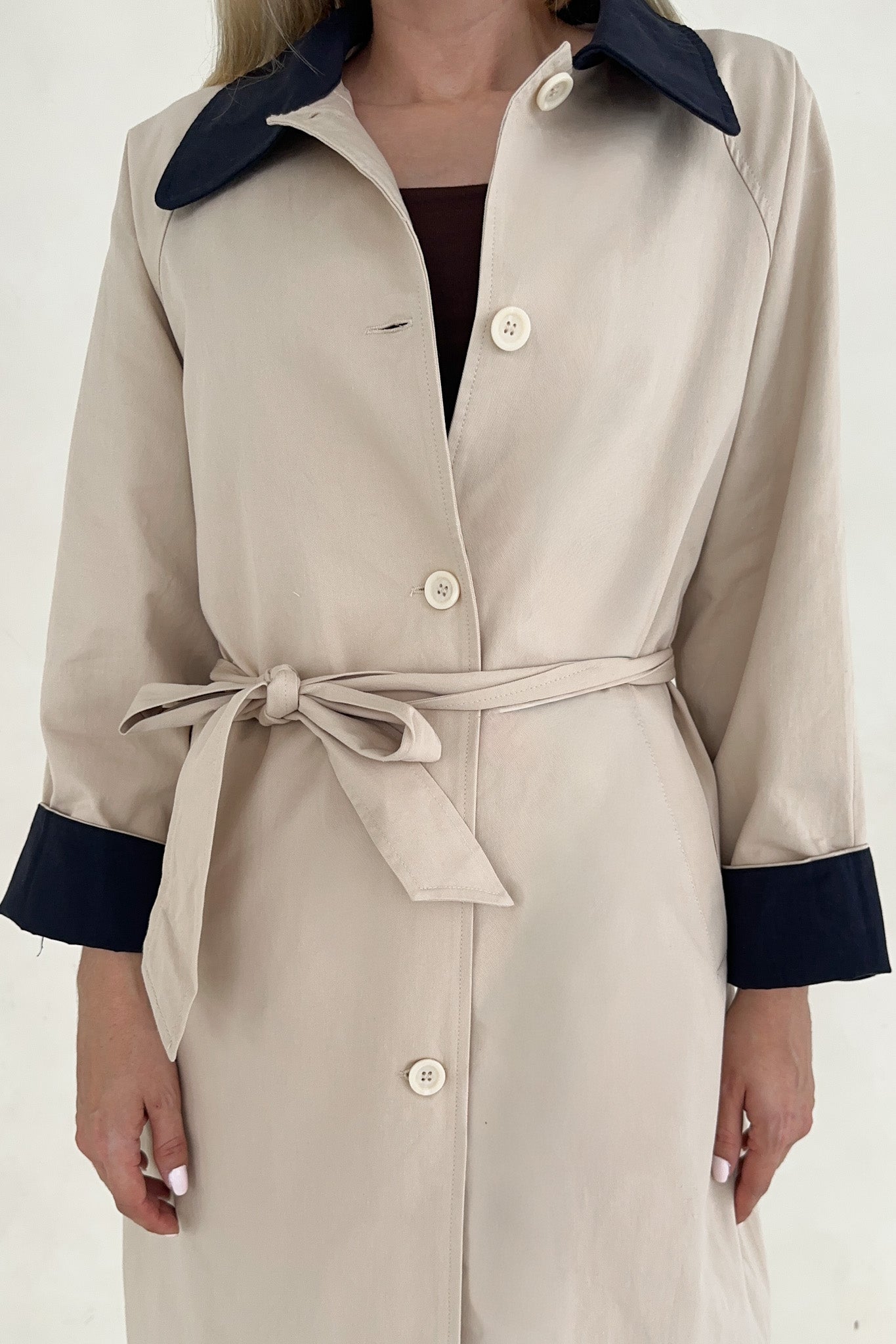 Genevieve Cotton Trench Coat - Neutral Ground