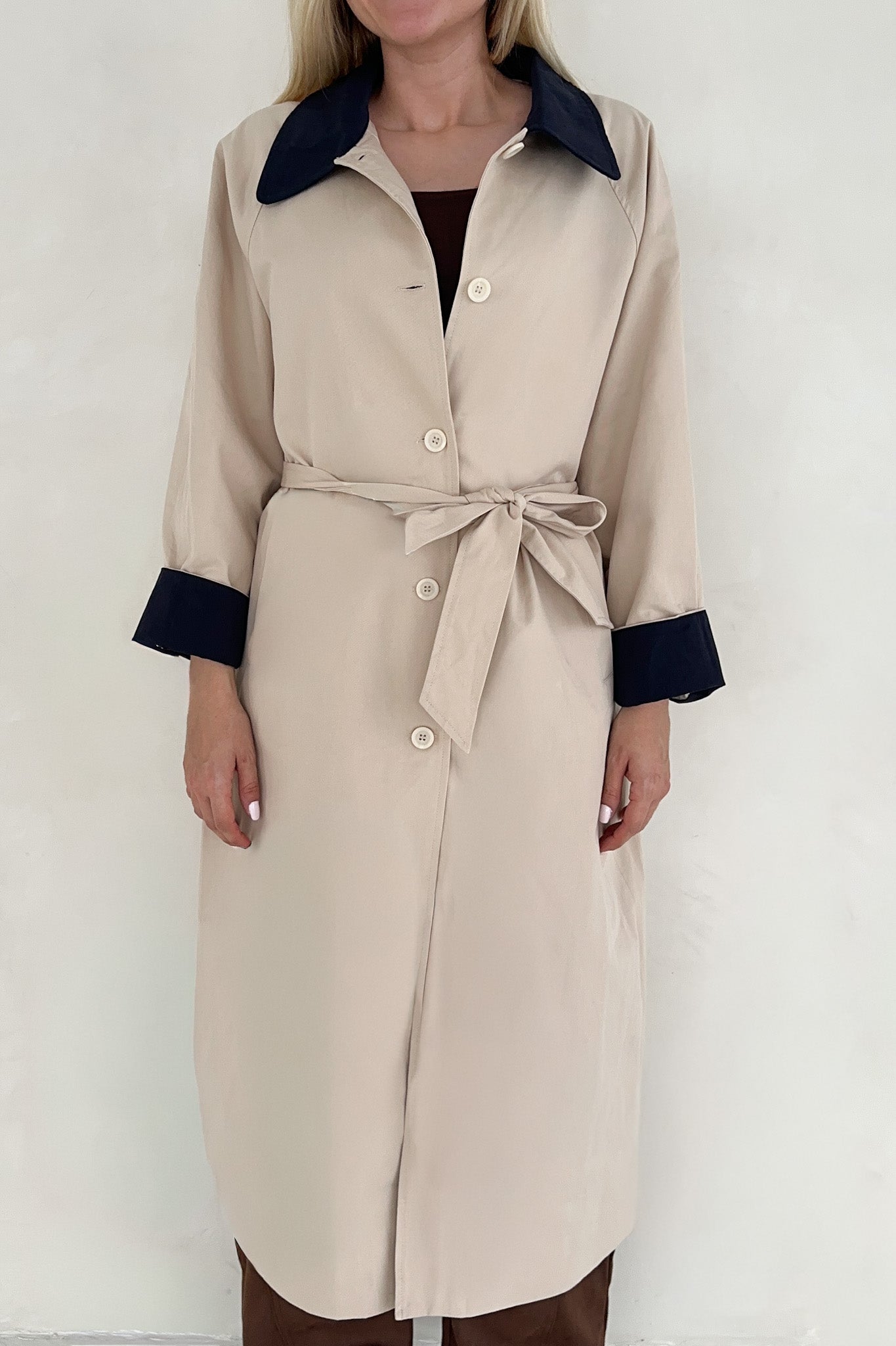 Genevieve Cotton Trench Coat - Neutral Ground