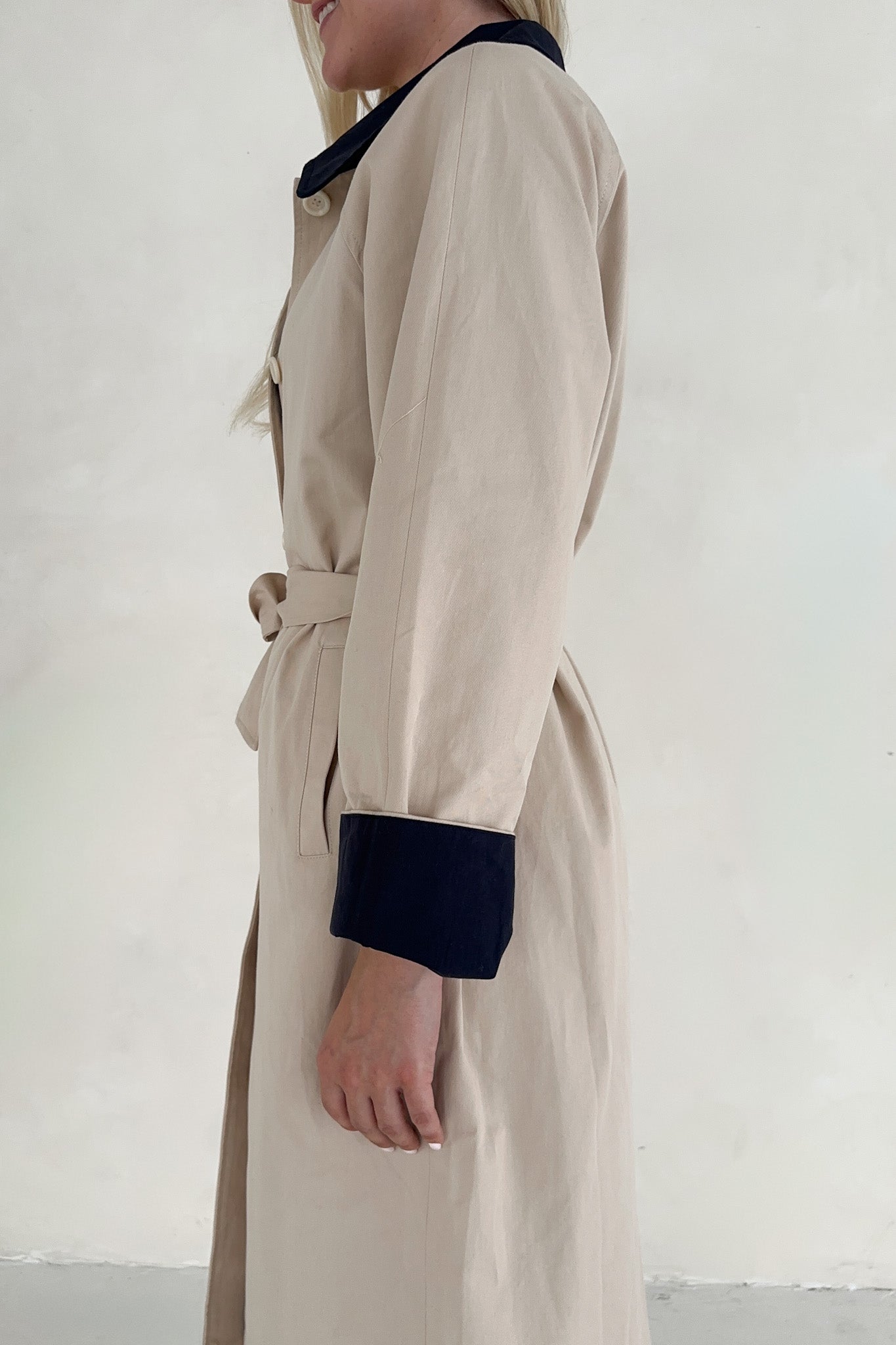 Genevieve Cotton Trench Coat - Neutral Ground