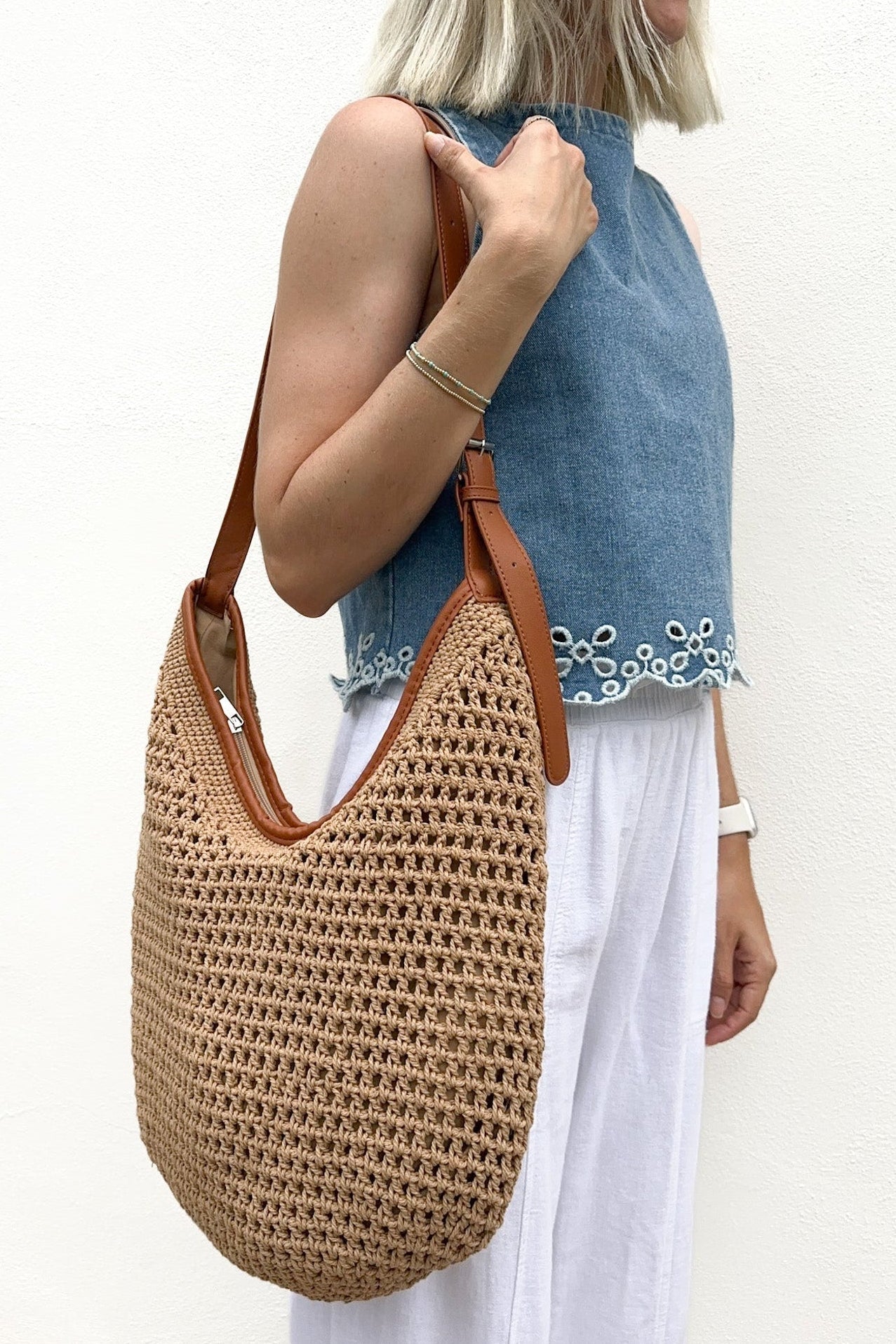 Getaway Crochet Shoulder Bag in Natural - Neutral Ground