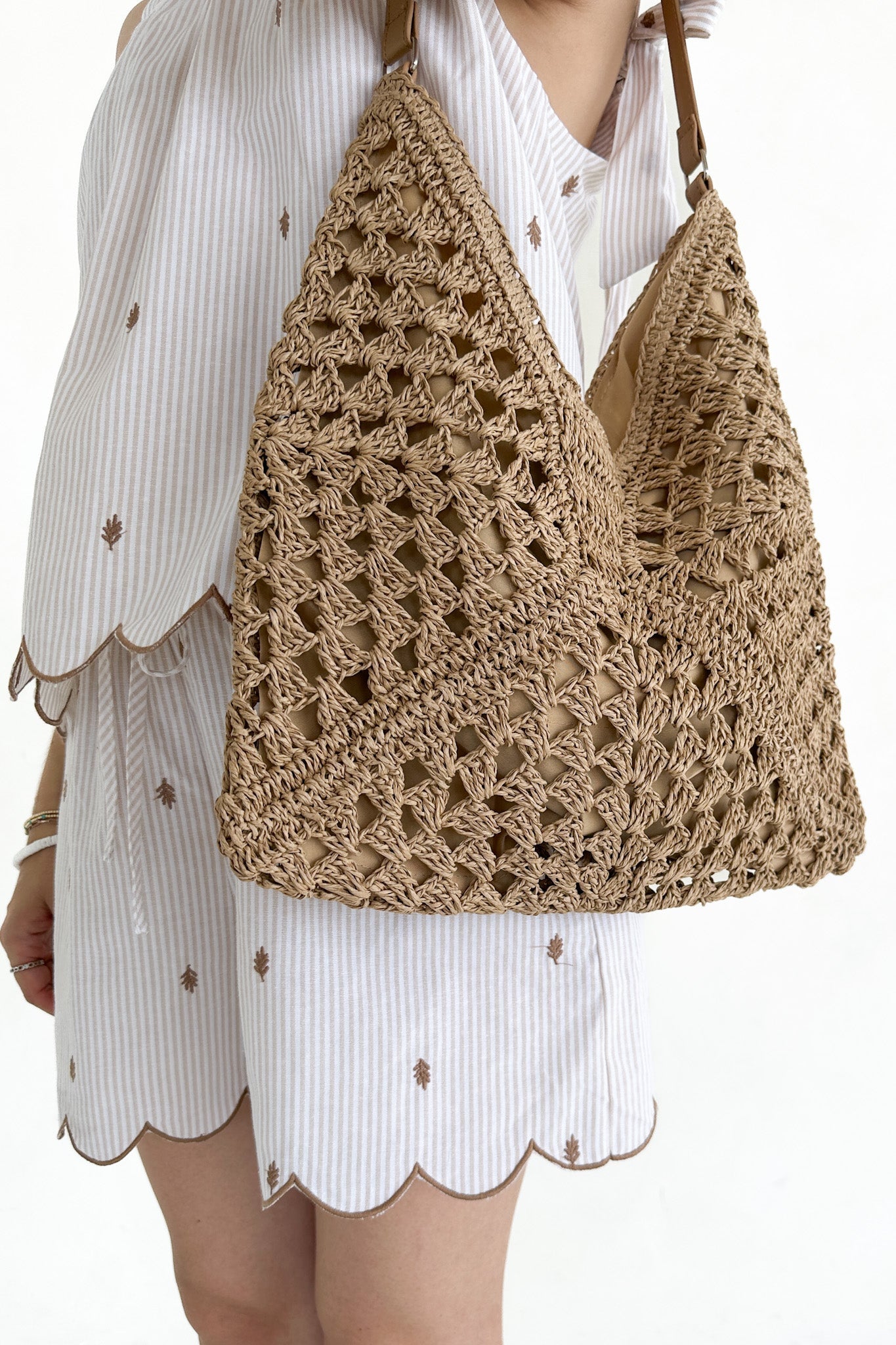 Getaway Crochet Shoulder Bag in Tan - Neutral Ground
