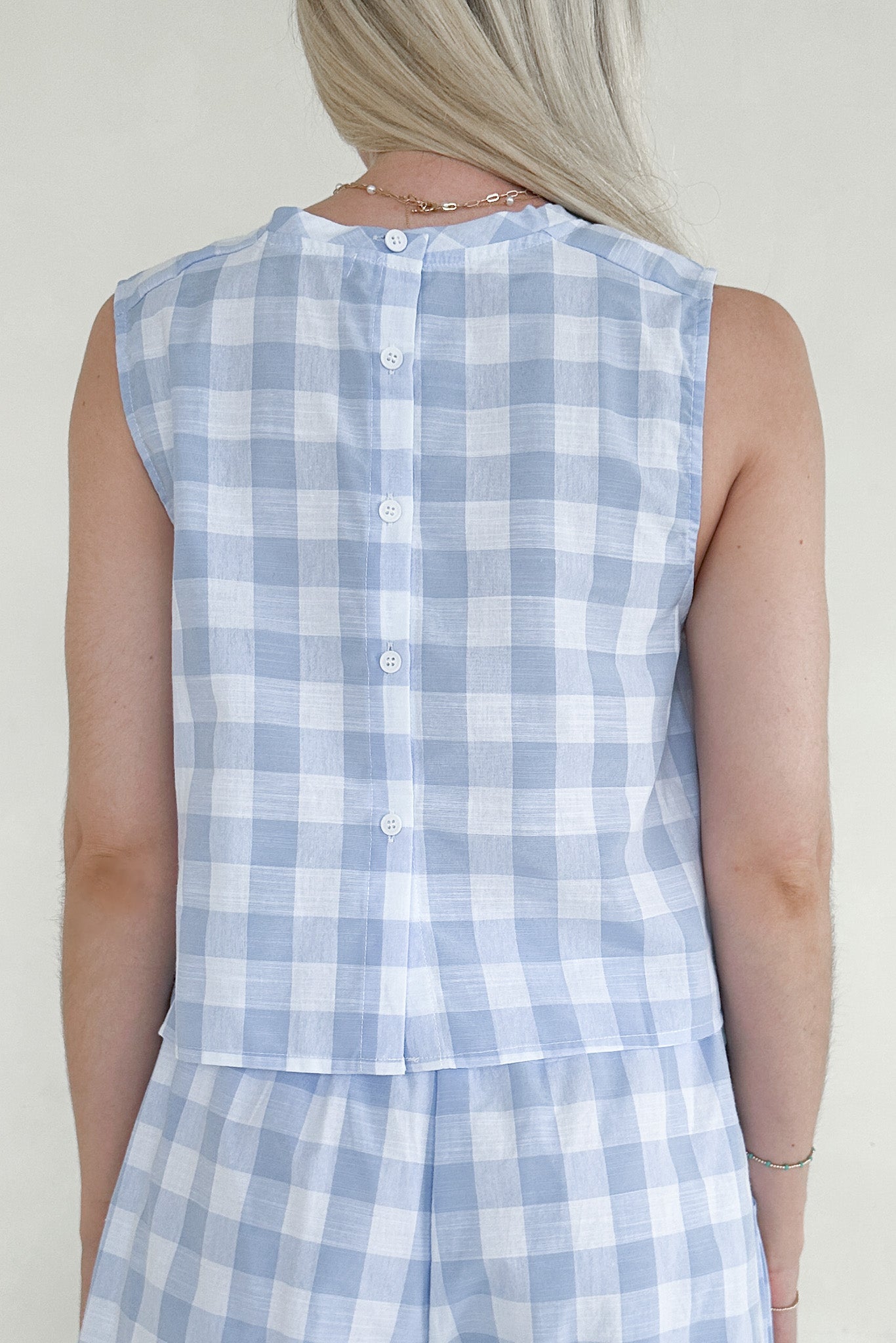 Gigi Gingham Checkered Top - Neutral Ground