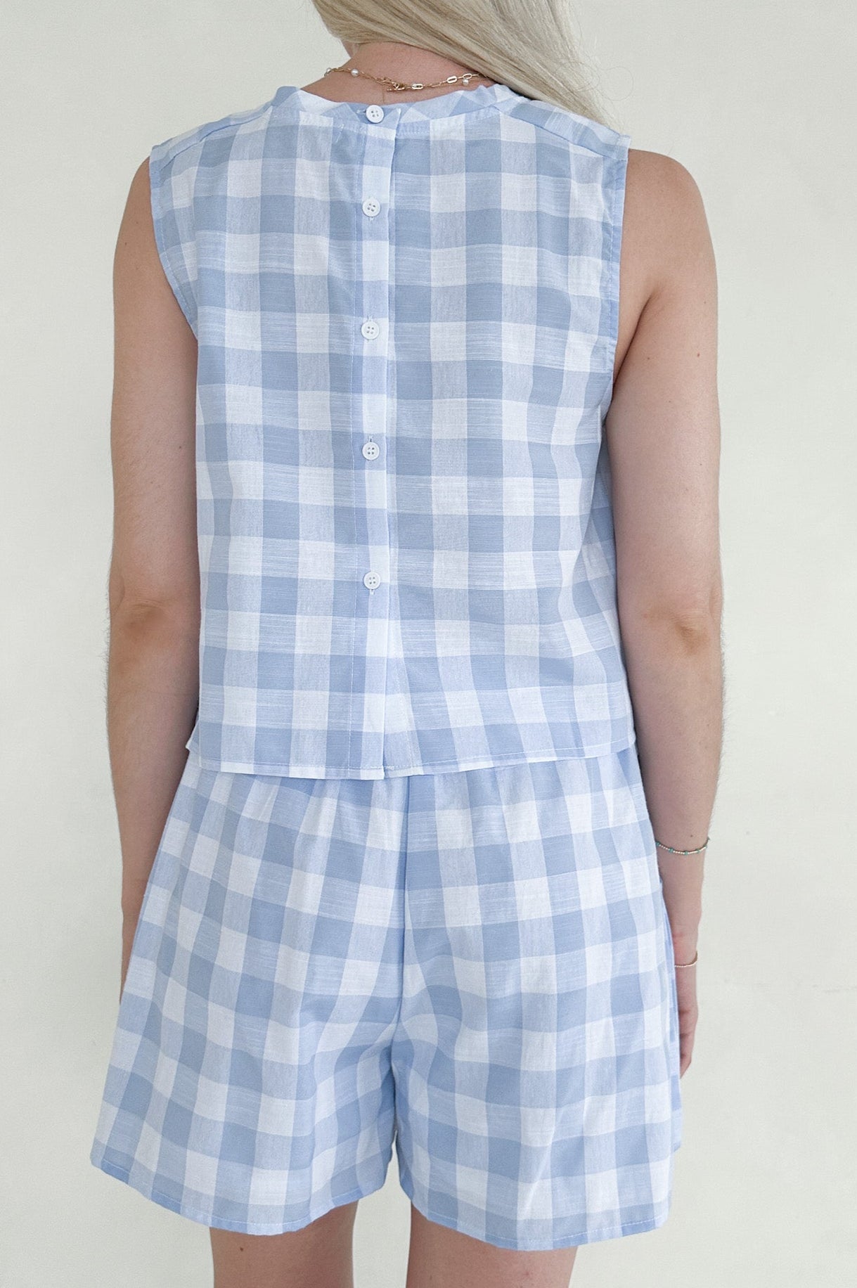Gigi Gingham Checkered Top - Neutral Ground