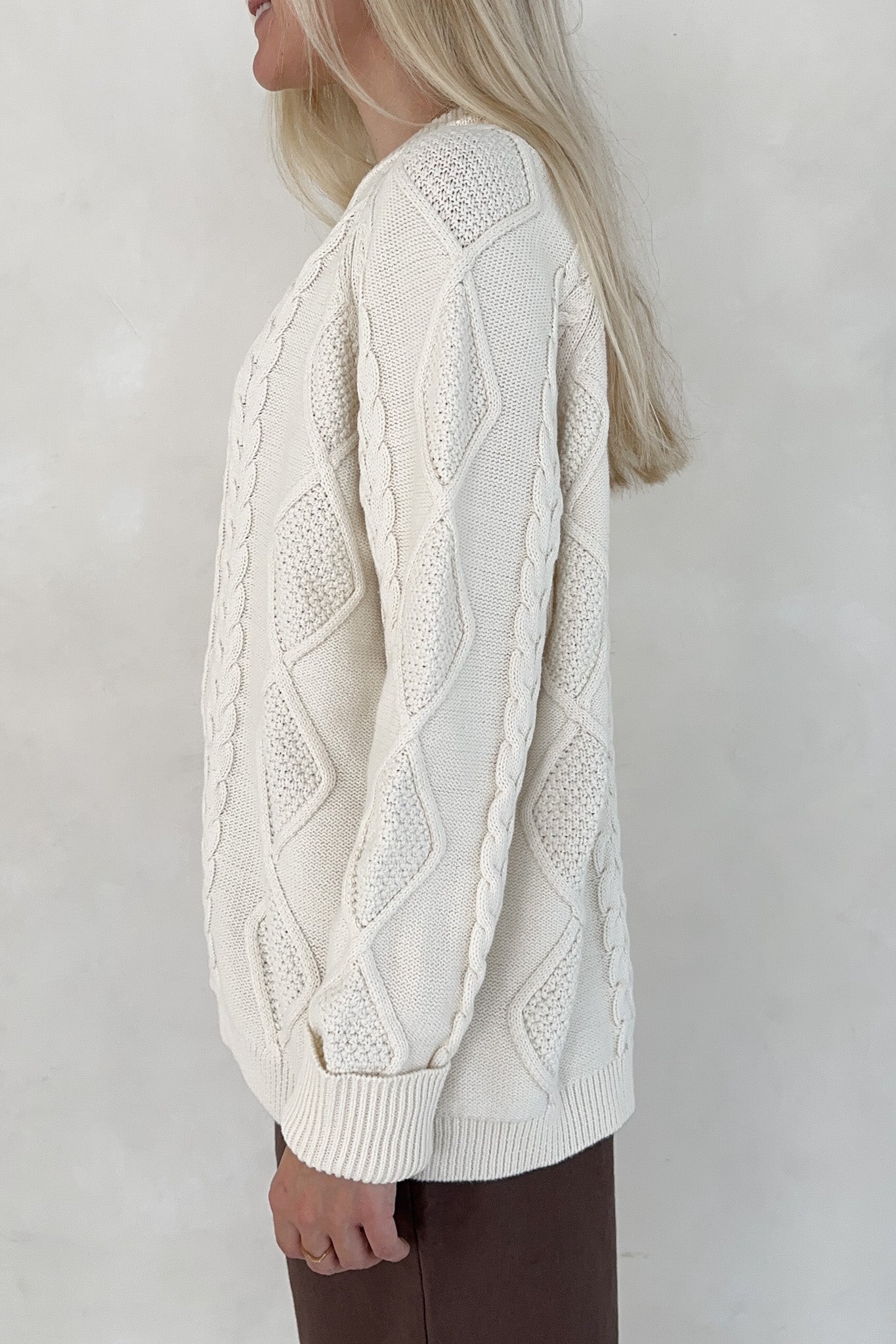 Gilmore Oversized Cotton Cable Knit Sweater - Neutral Ground