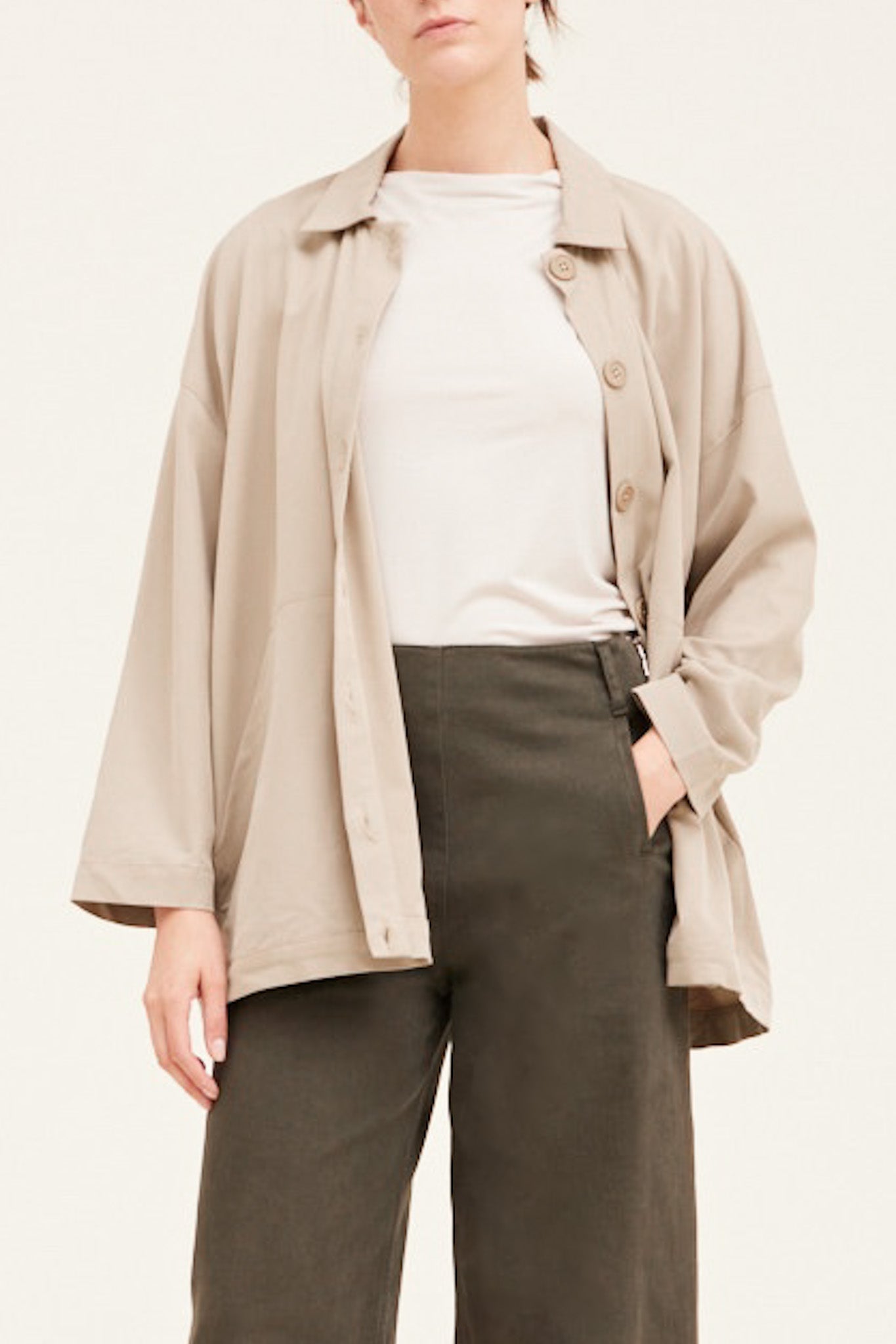 Glasgow Oversized Button Up Jacket - Neutral Ground