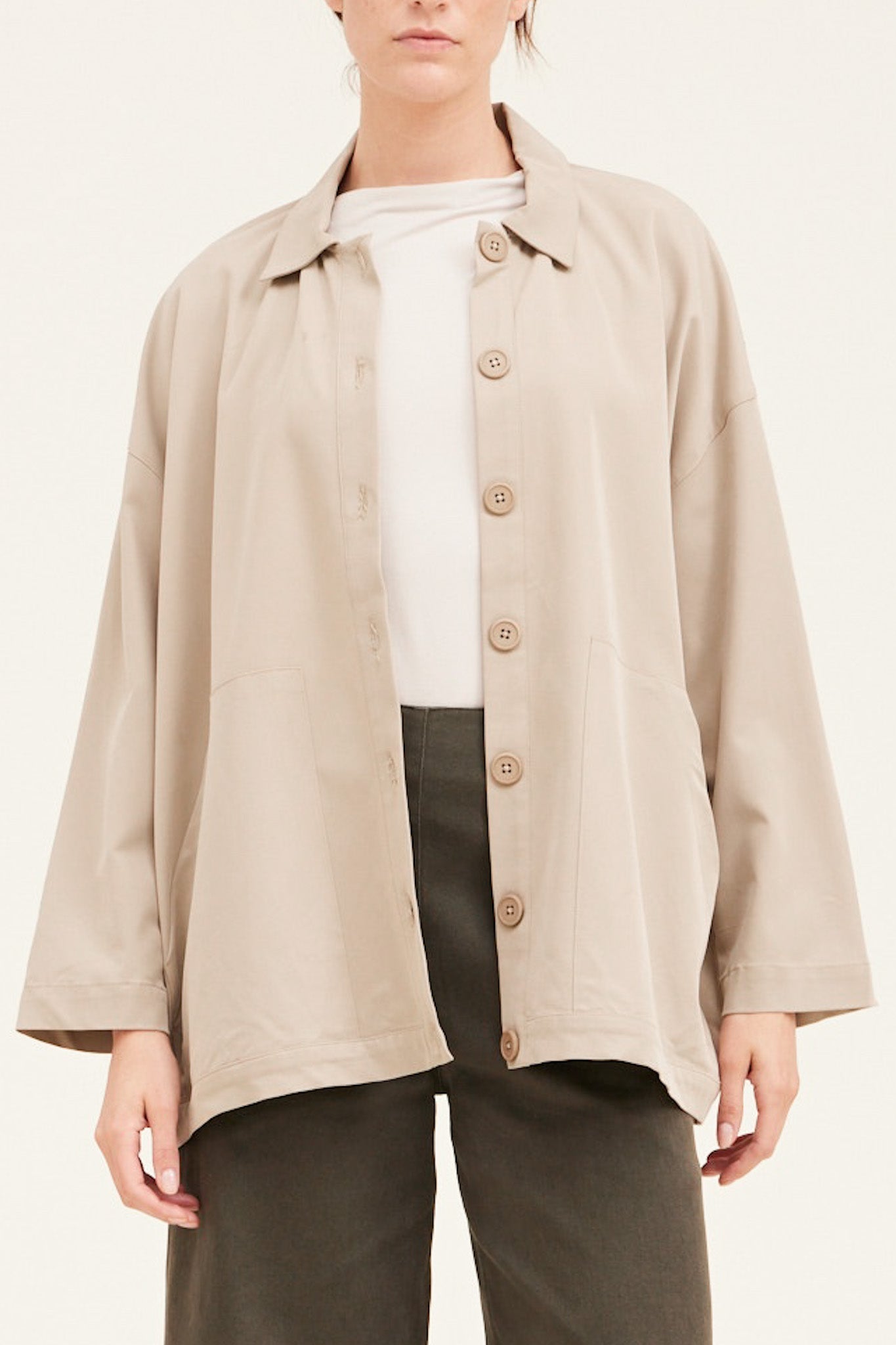 Glasgow Oversized Button Up Jacket - Neutral Ground