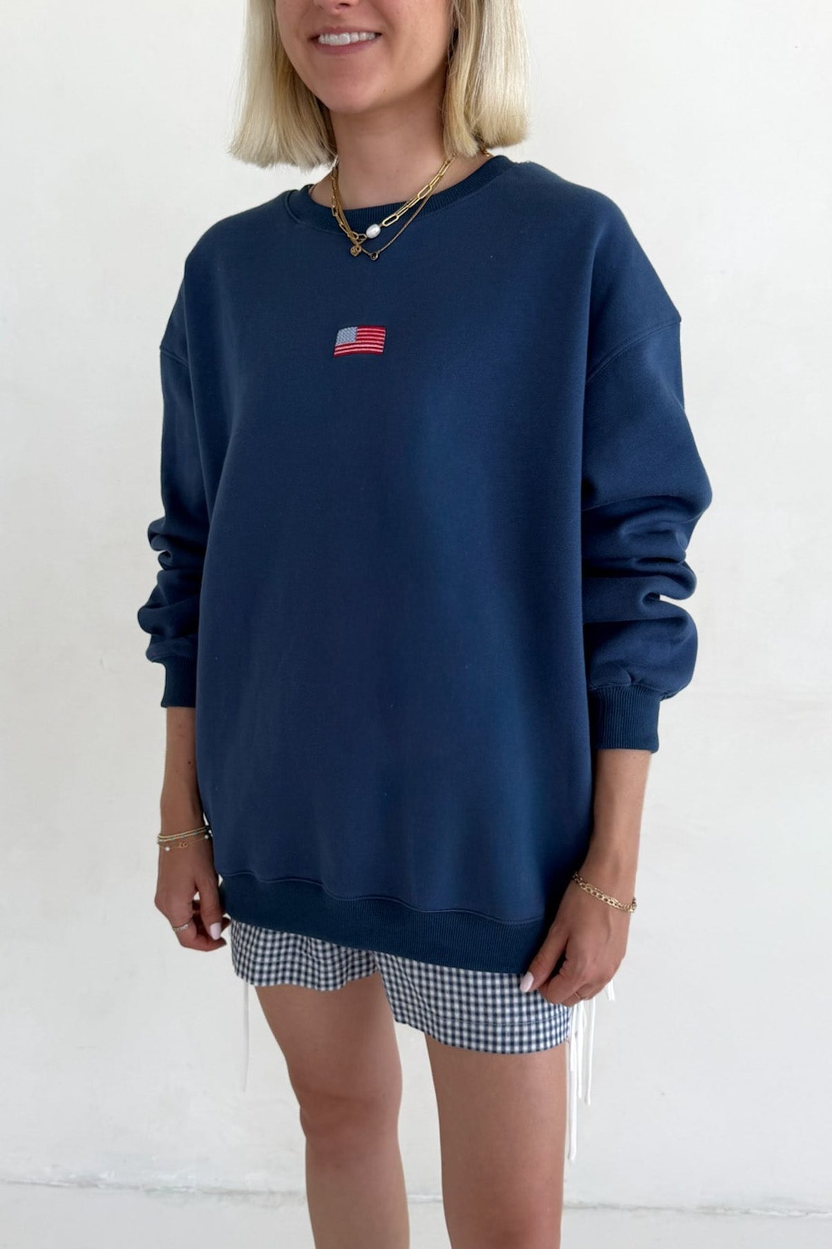 Glory Days Slouchy Crew Sweatshirt in Navy - Neutral Ground