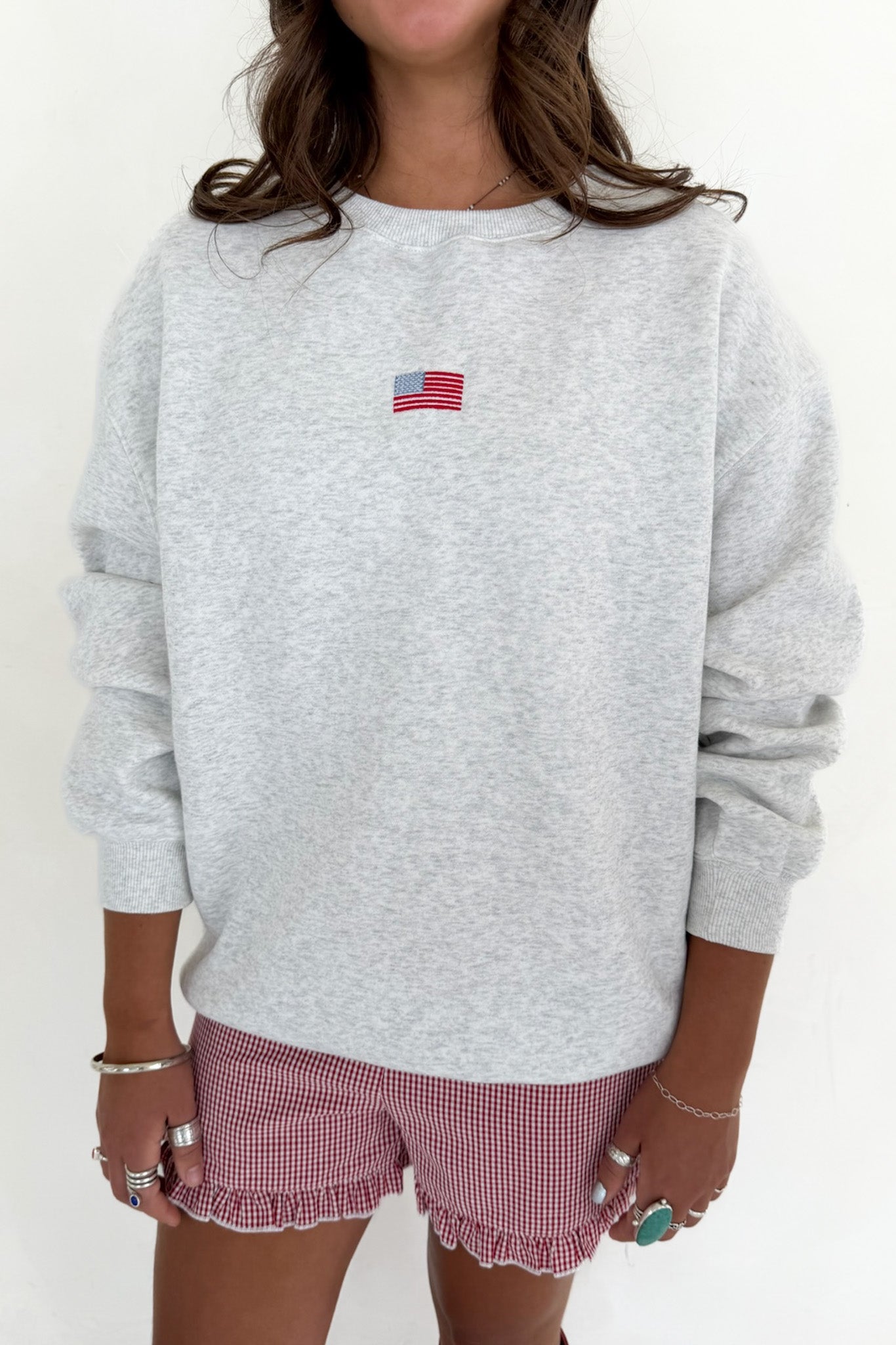 Glory Days Slouchy Crew Sweatshirt in White Melange - Neutral Ground