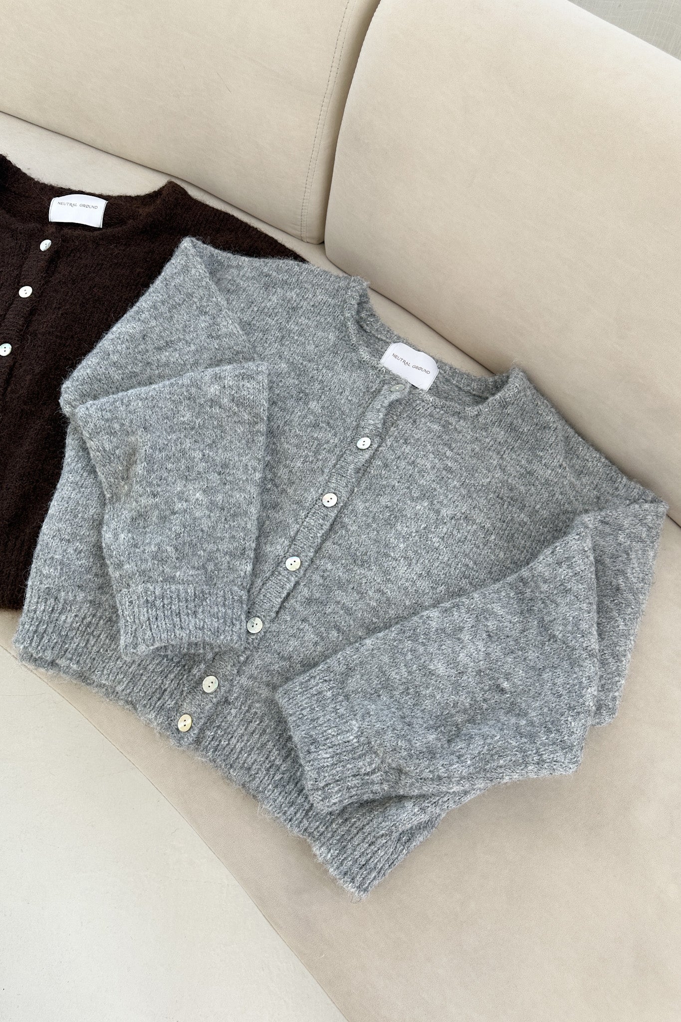 Grace Button Down Cardigan in Heather Grey - Neutral Ground