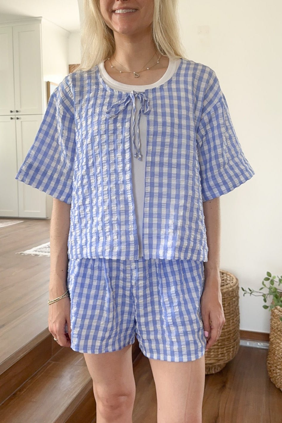 Gracie Gingham Checkered Shorts - Neutral Ground