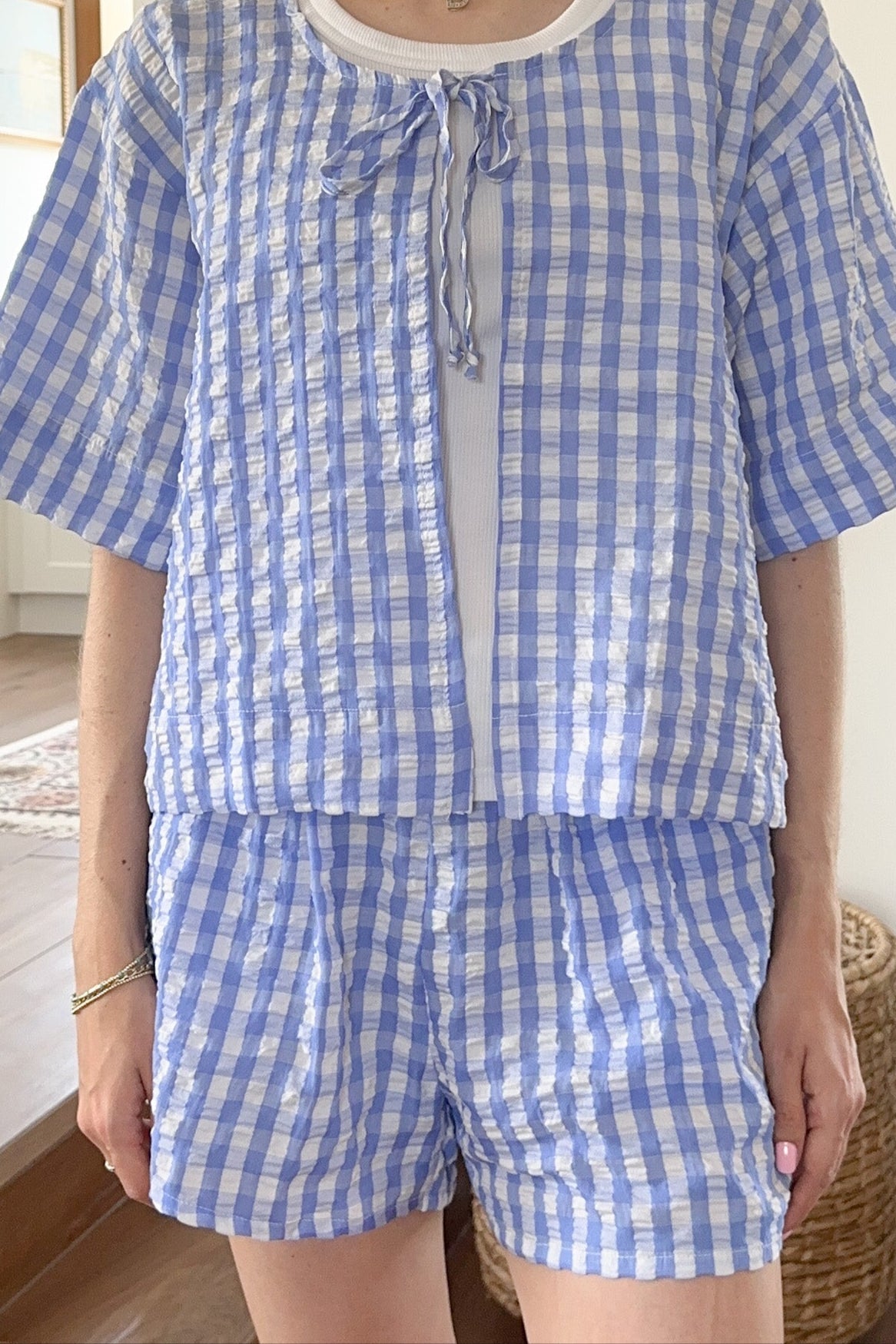 Gracie Gingham Checkered Shorts - Neutral Ground