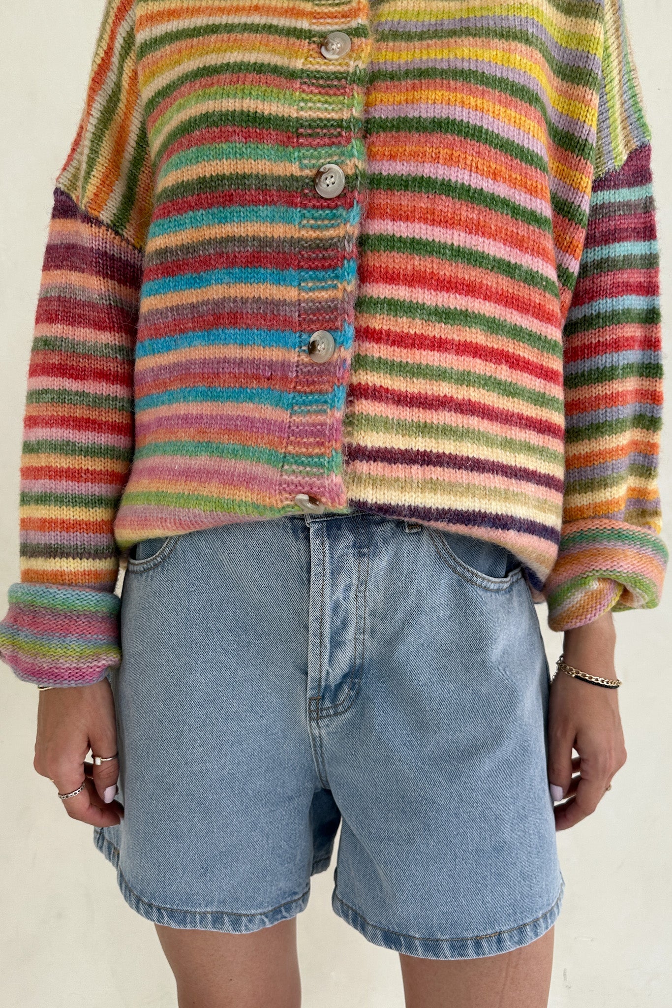 Hallie Classic A - line Denim Shorts in Denim Blue - Neutral Ground