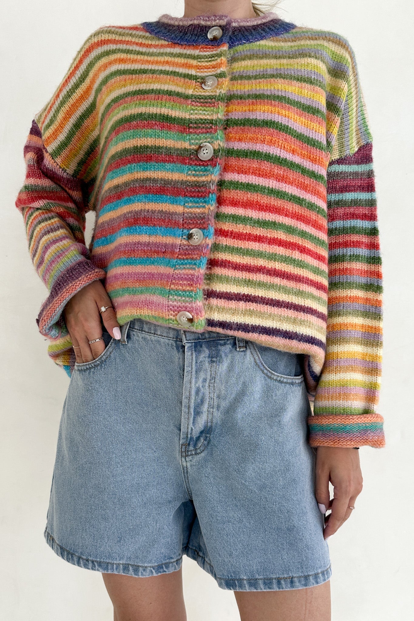 Hallie Classic A - line Denim Shorts in Denim Blue - Neutral Ground