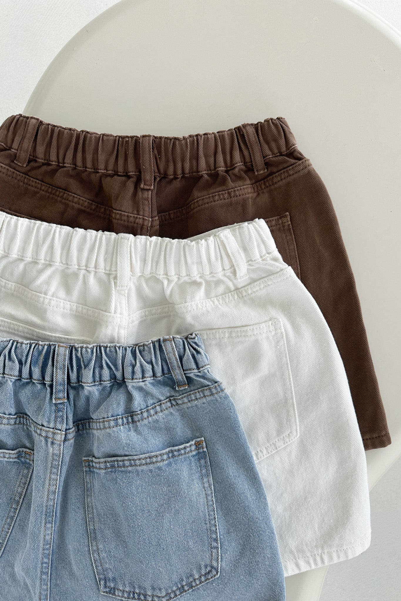 Hallie Classic A - line Denim Shorts in White - Neutral Ground