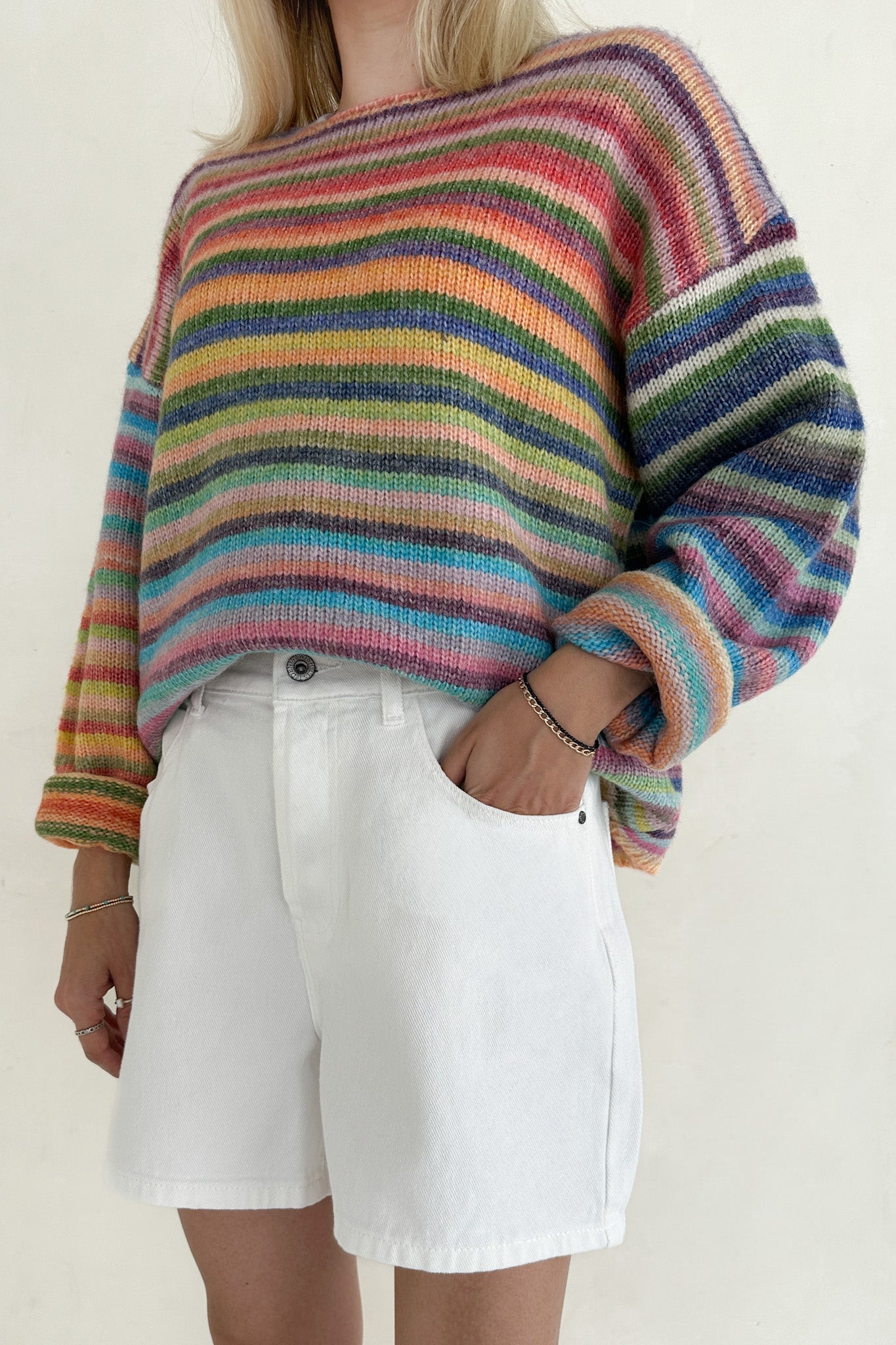 Hallie Classic A - line Denim Shorts in White - Neutral Ground