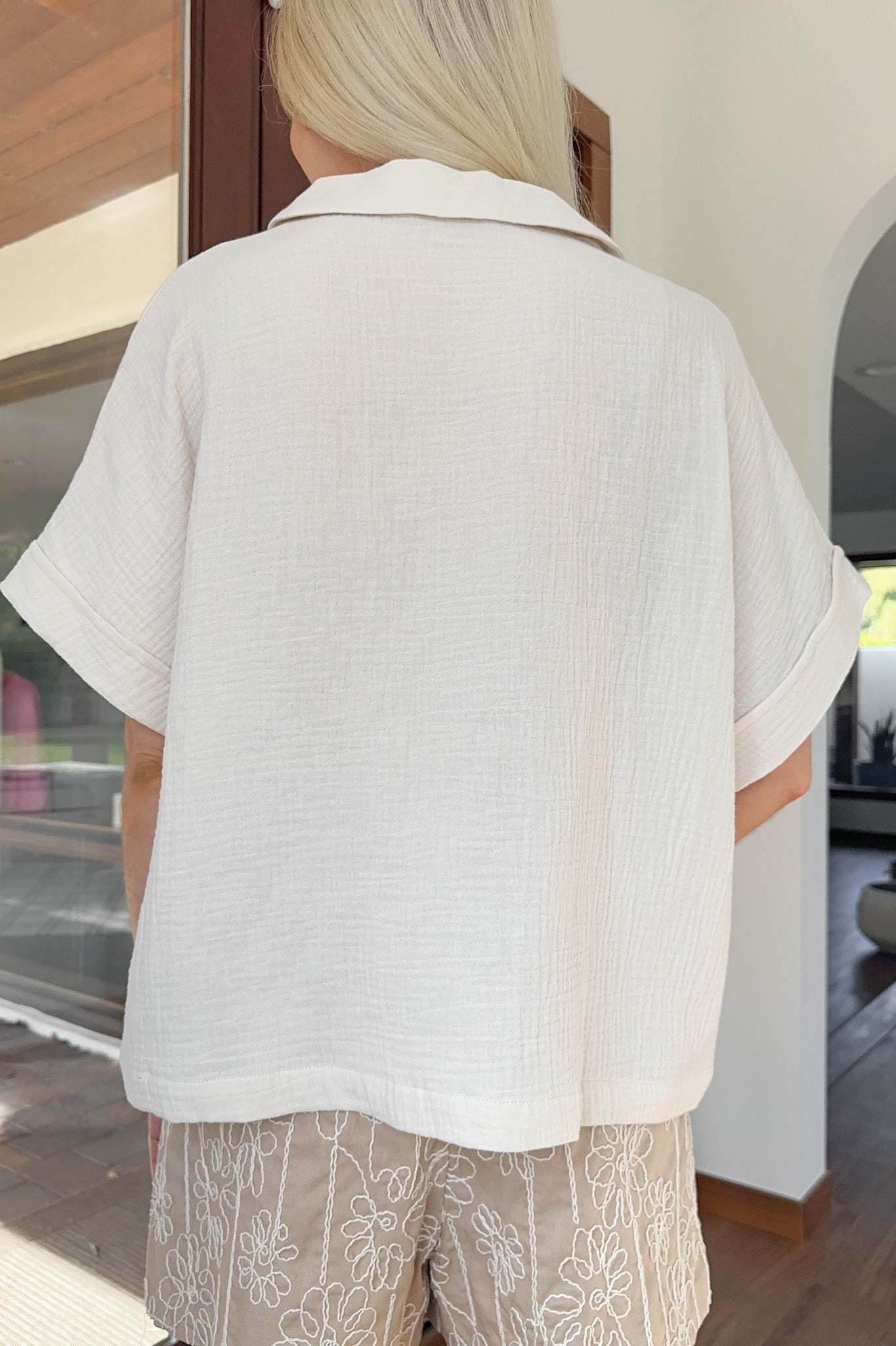Happy Camper Cotton Gauze Shirt - Neutral Ground