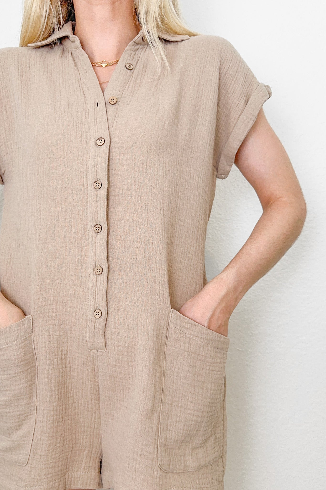 Havana Cotton Romper - Neutral Ground