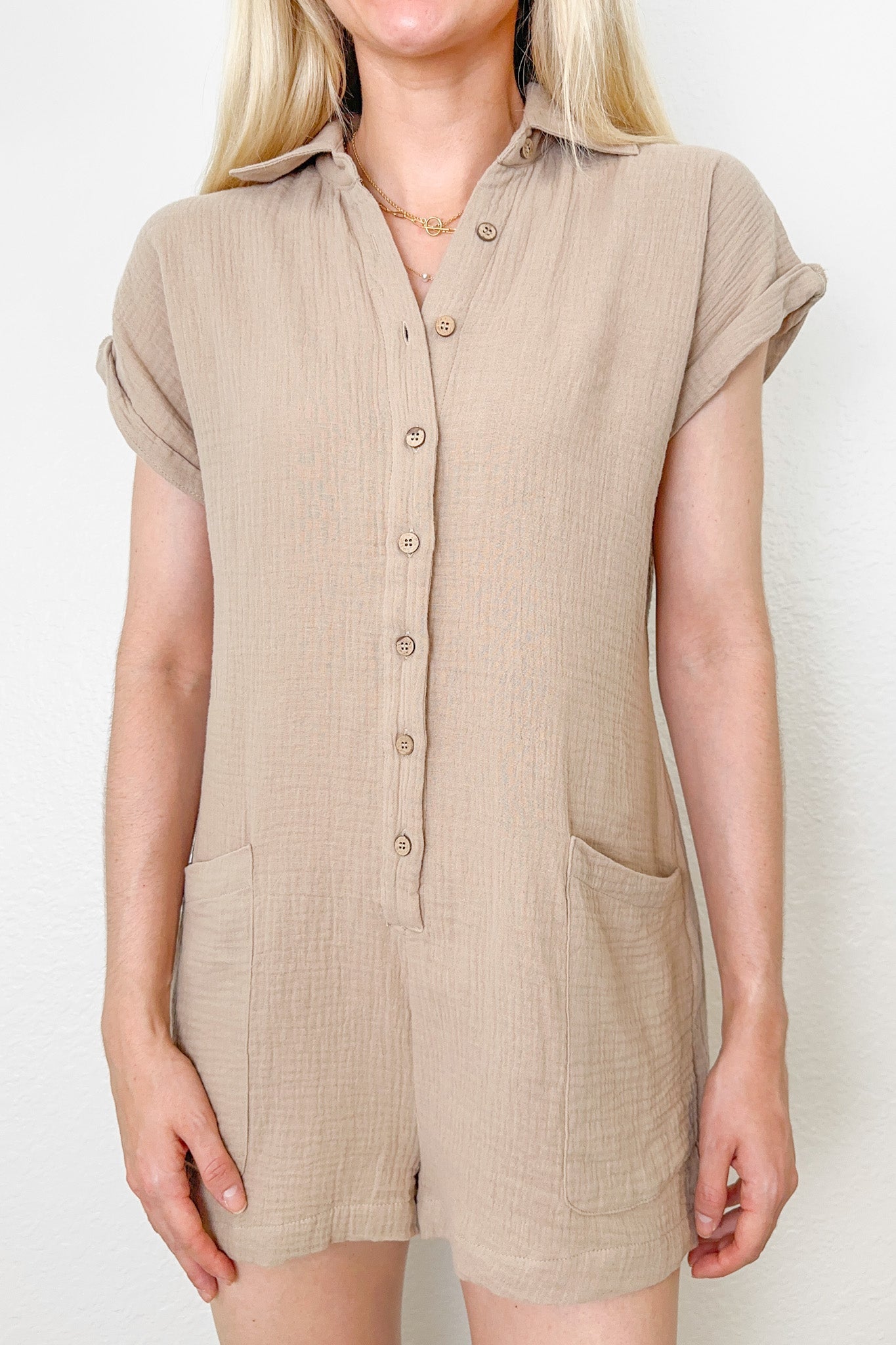 Havana Cotton Romper - Neutral Ground
