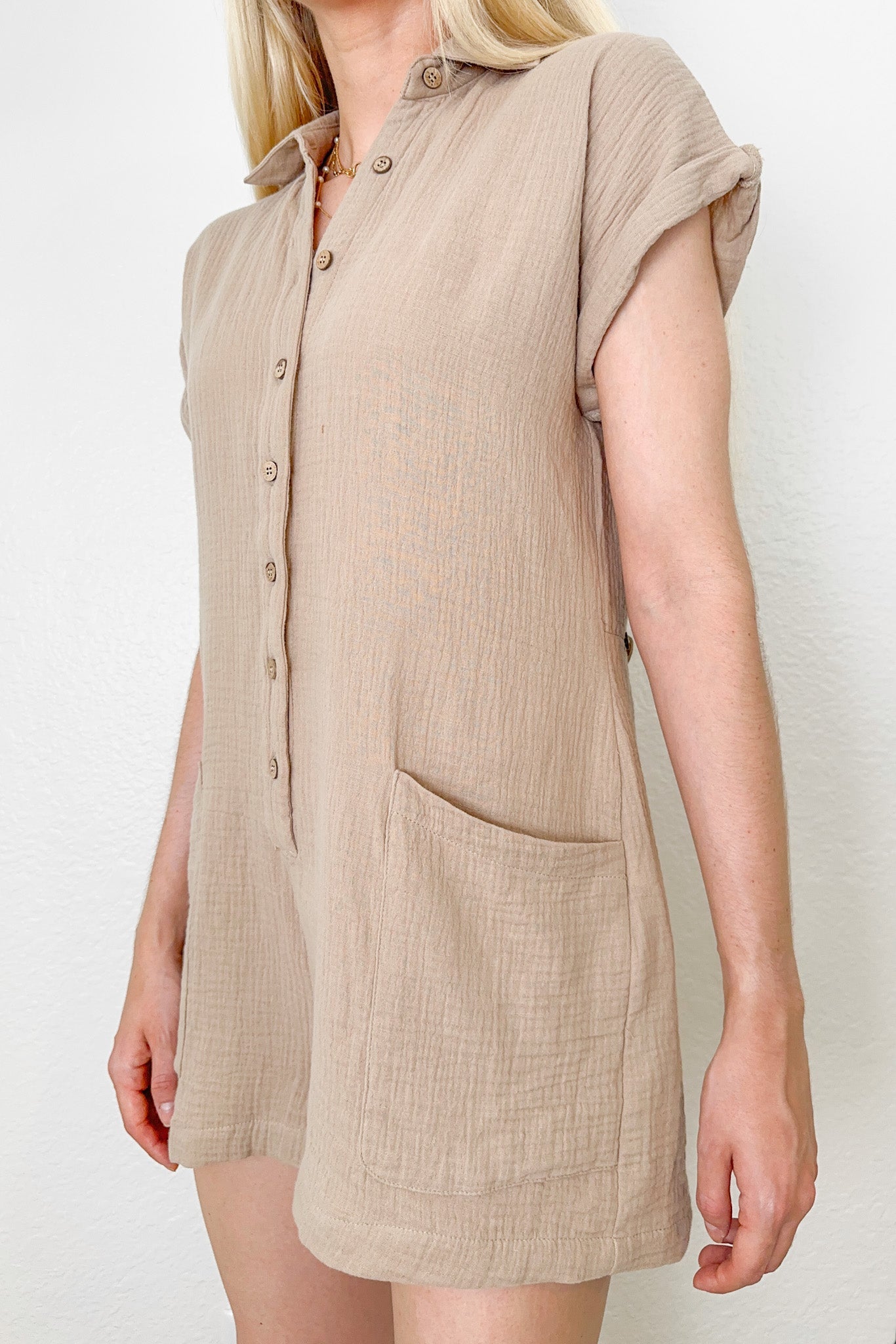Havana Cotton Romper - Neutral Ground