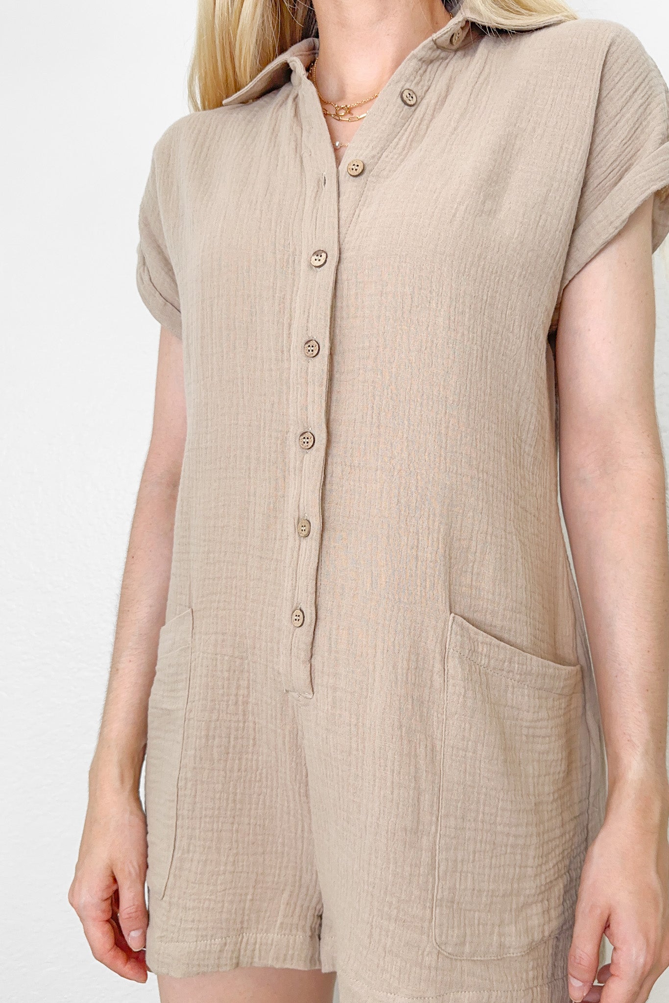 Havana Cotton Romper - Neutral Ground