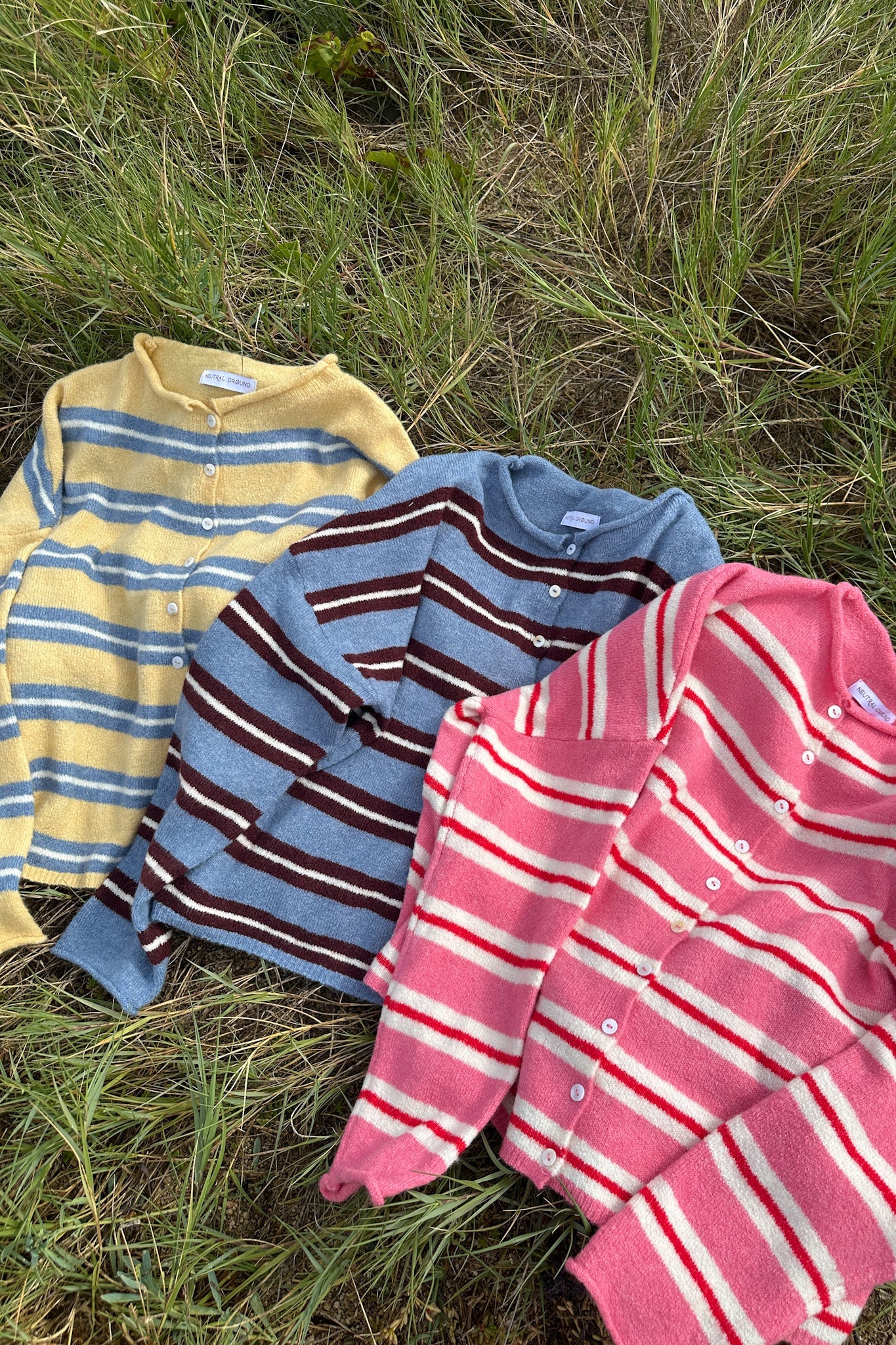 Haven Cardigan in Blue and Maroon - Neutral Ground