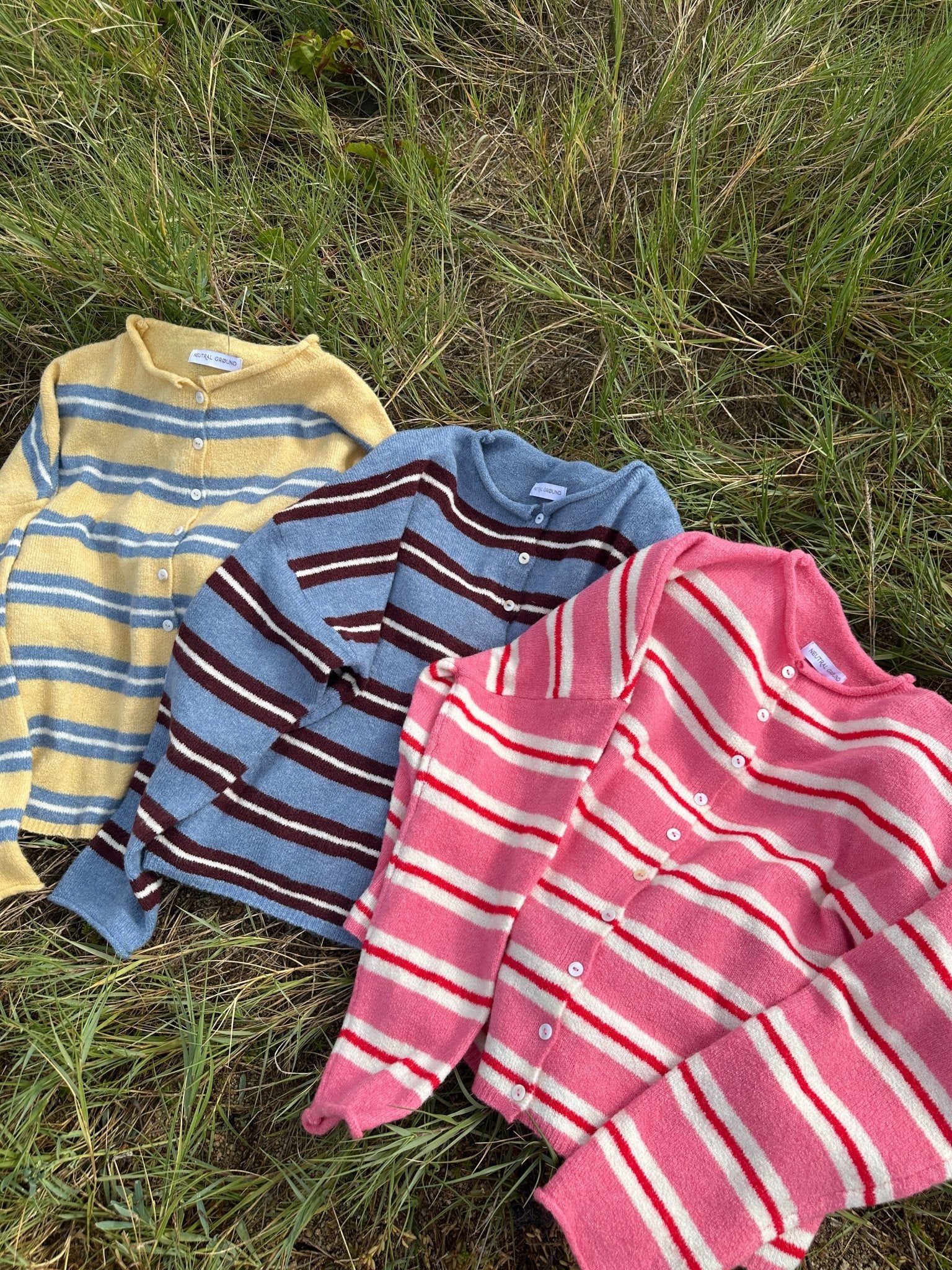 Haven Cardigan in Butter and Blue - Neutral Ground