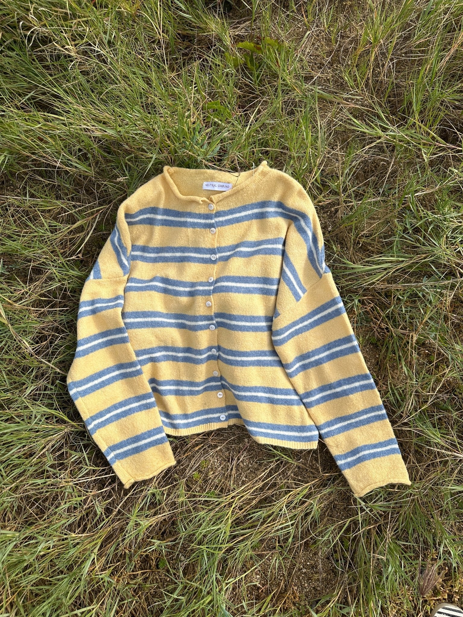 Haven Cardigan in Butter and Blue - Neutral Ground