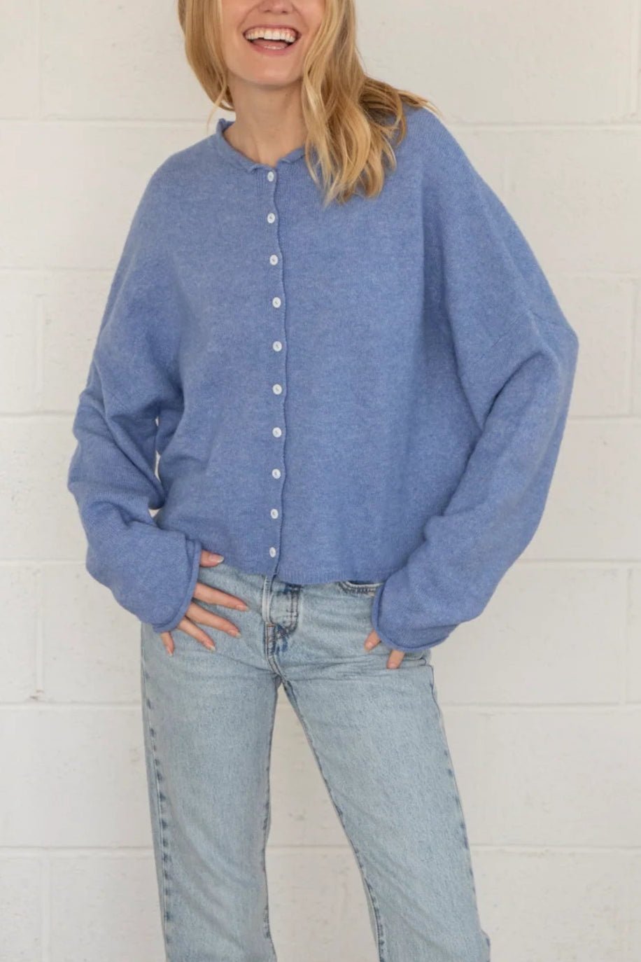 Haven Cardigan in Dusty Blue - Neutral Ground