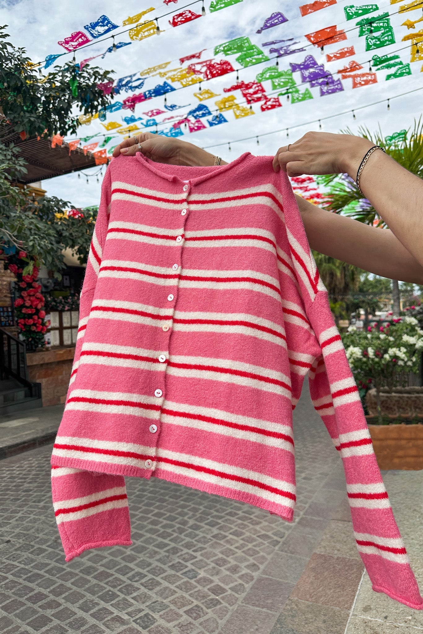 Haven Cardigan in Pink and Red - Neutral Ground
