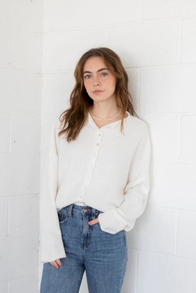 Haven Cardigan in Snow - Neutral Ground