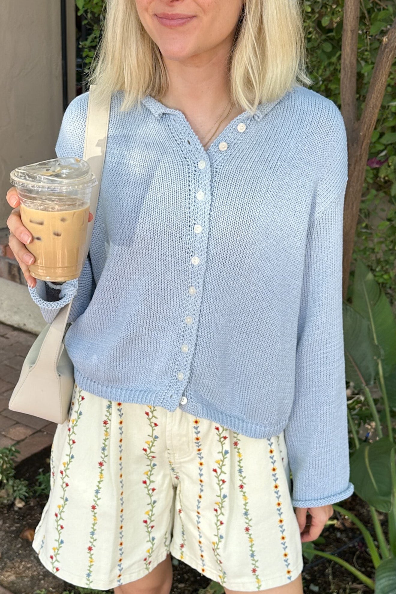 Haven Cotton Knit Cardigan in Dusty Blue - Neutral Ground