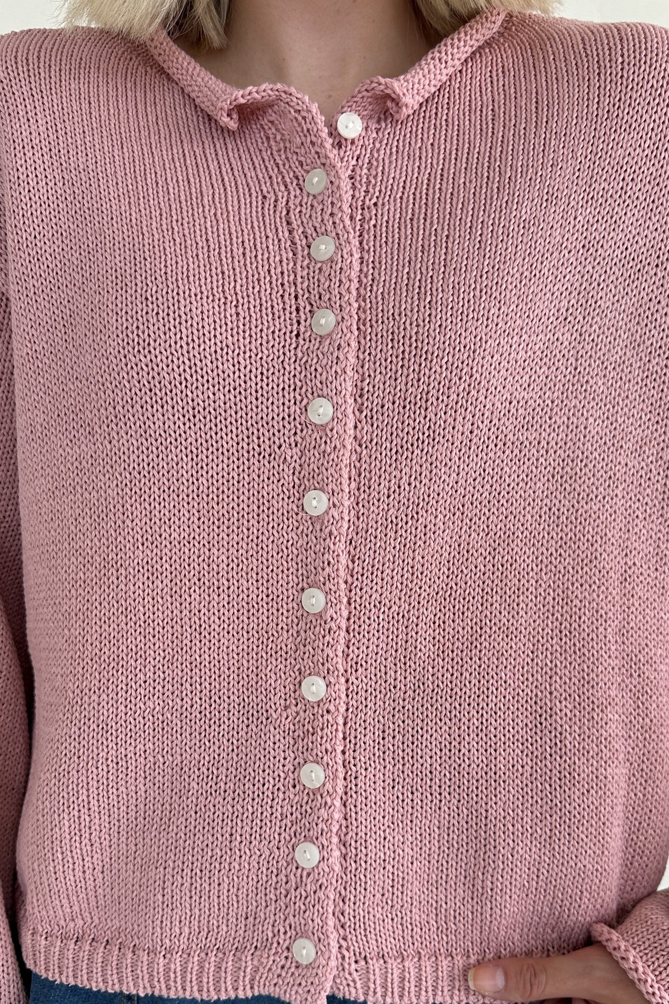 Haven Cotton Knit Cardigan in Dusty Rose - Neutral Ground