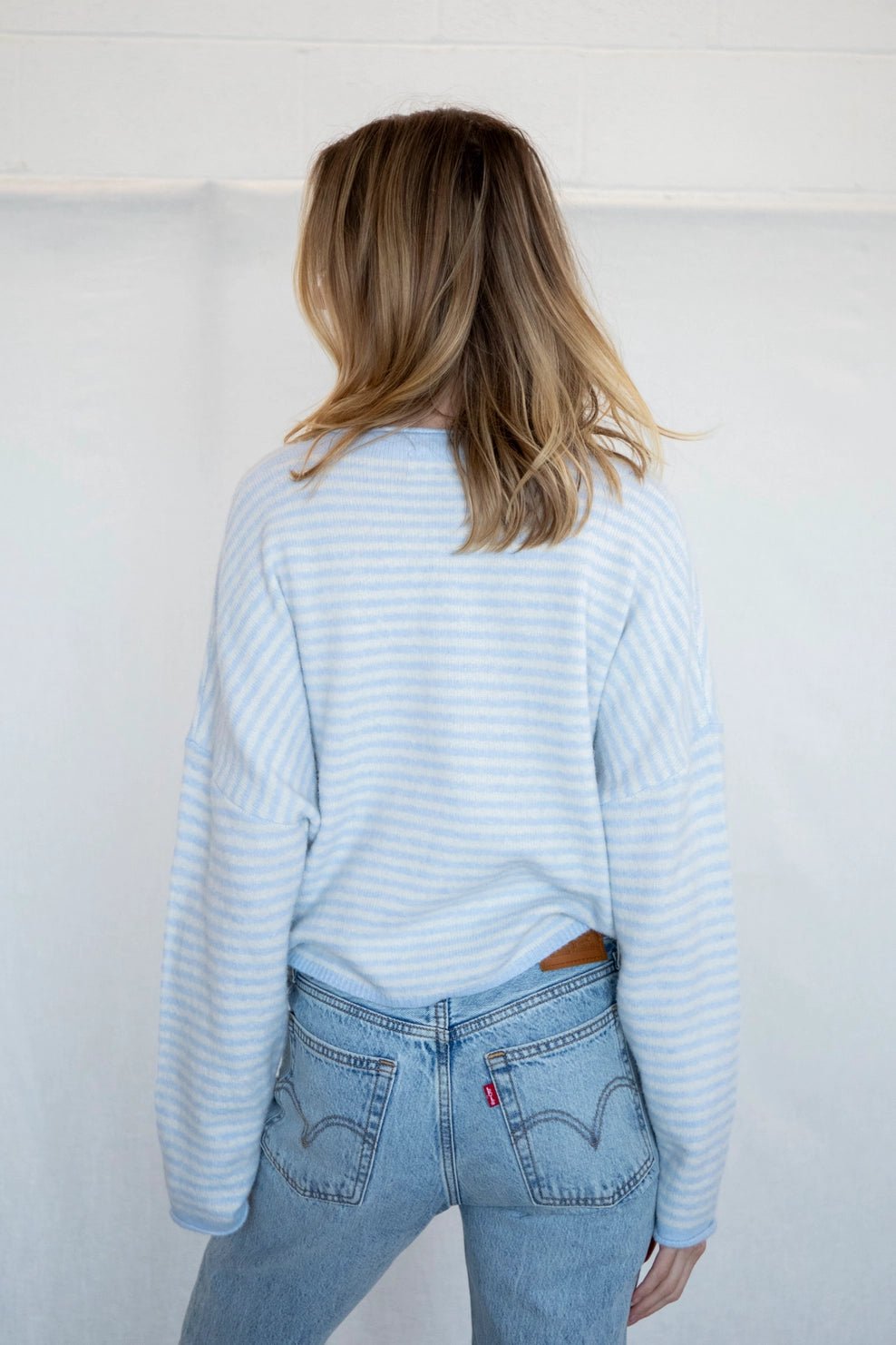 Haven Mini Striped Cardigan in Baby Blue and White - Neutral Ground