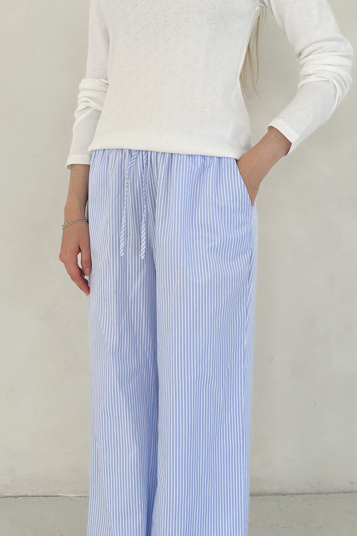 Homebody Periwinkle Striped Lounge Pants - Neutral Ground