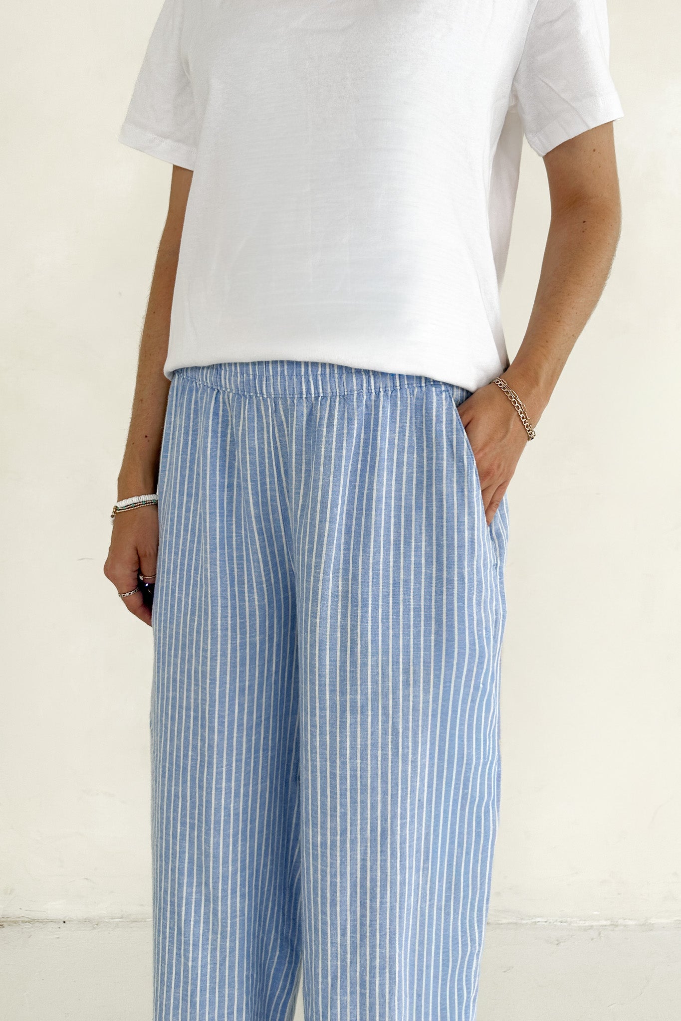 Isla Coastal Blue Striped Pant - Neutral Ground