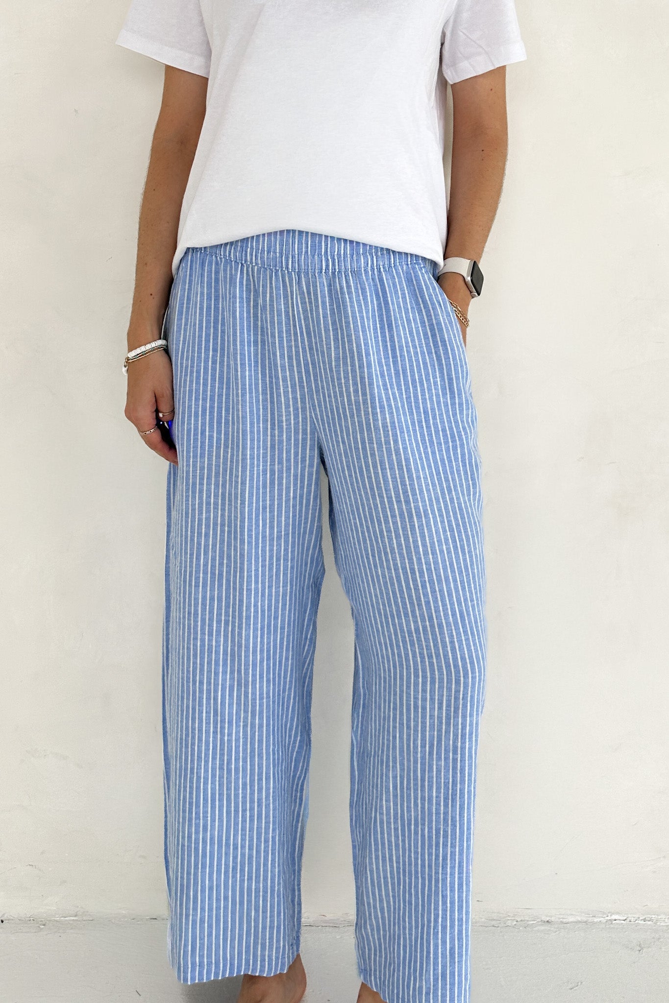 Isla Coastal Blue Striped Pant - Neutral Ground